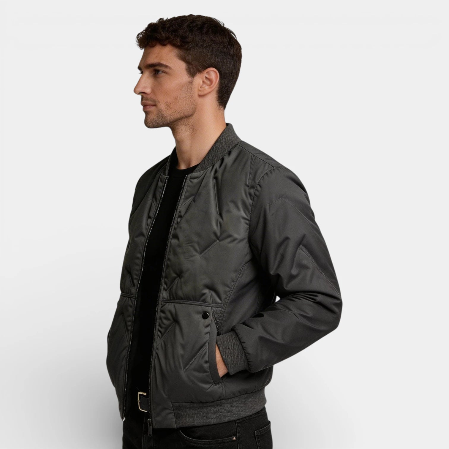 Vintares | Men’s Zip Up Bomber Jacket - Straight Fit