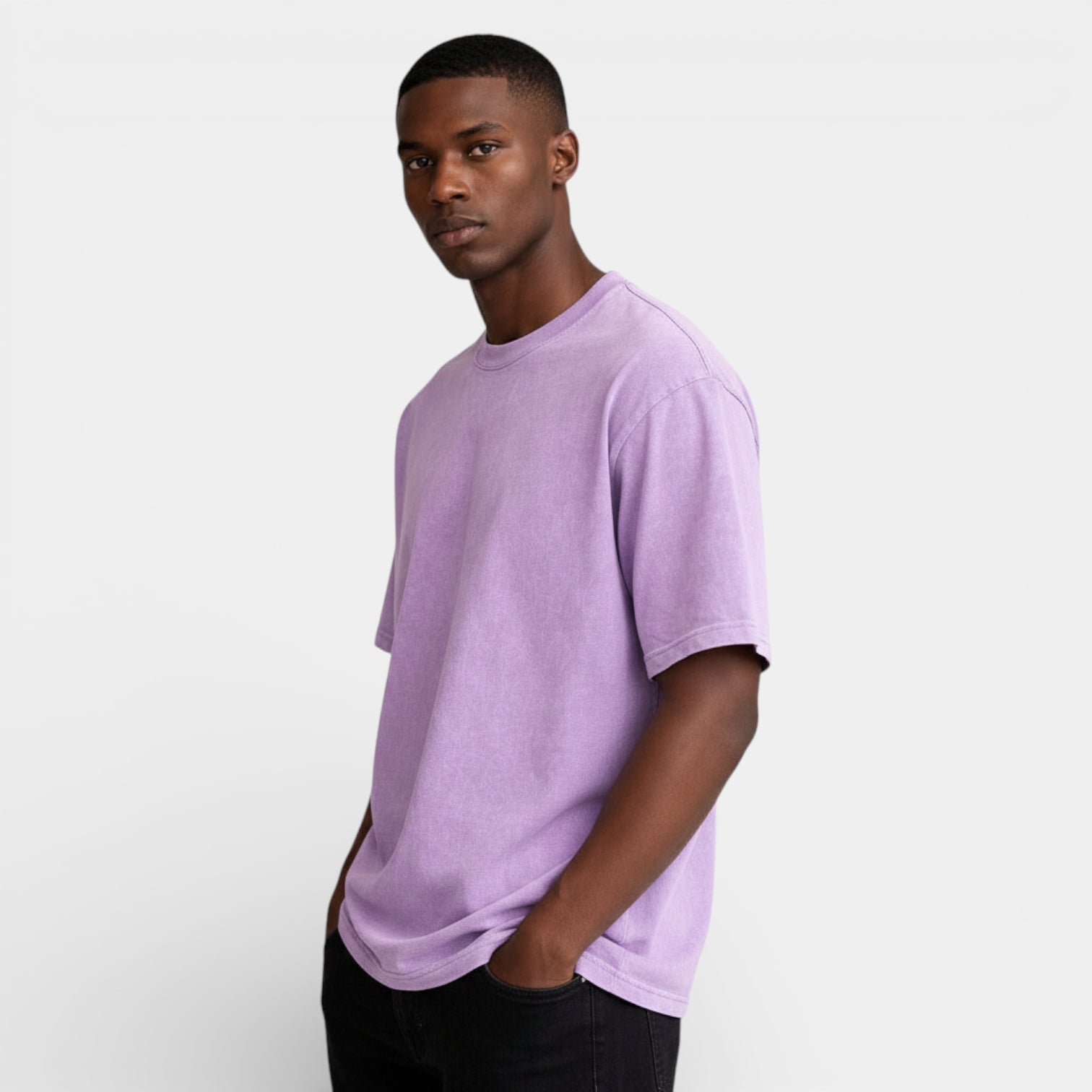 Washed Short Sleeve Pullover Tee Relaxed Fit for Men