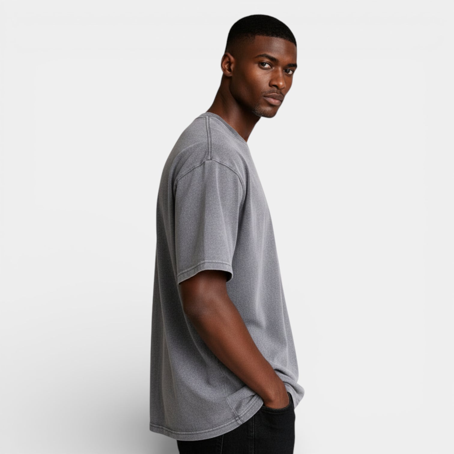 Washed Short Sleeve Pullover Tee Relaxed Fit for Men