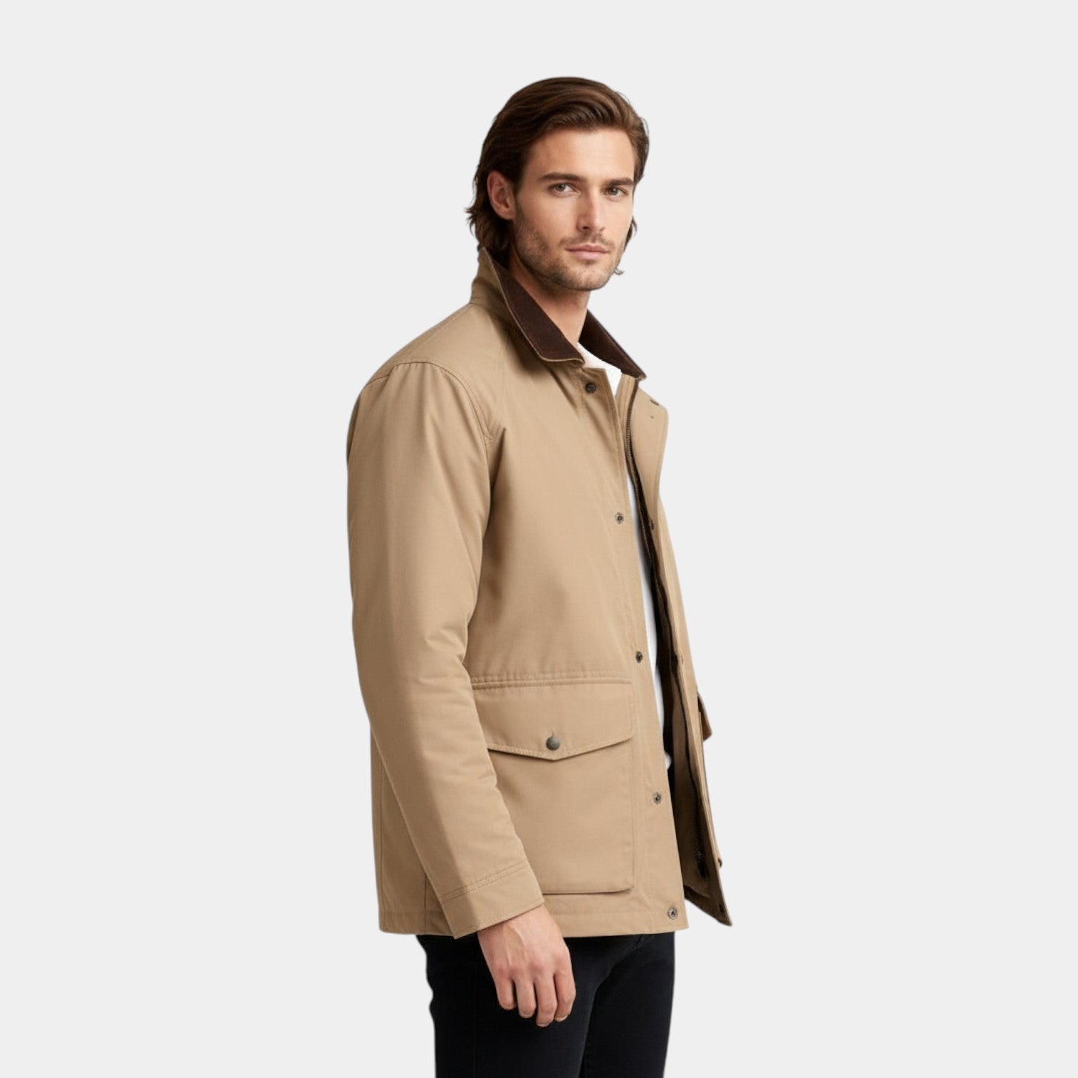 Button-Front Utility Jacket Regular Fit for Men