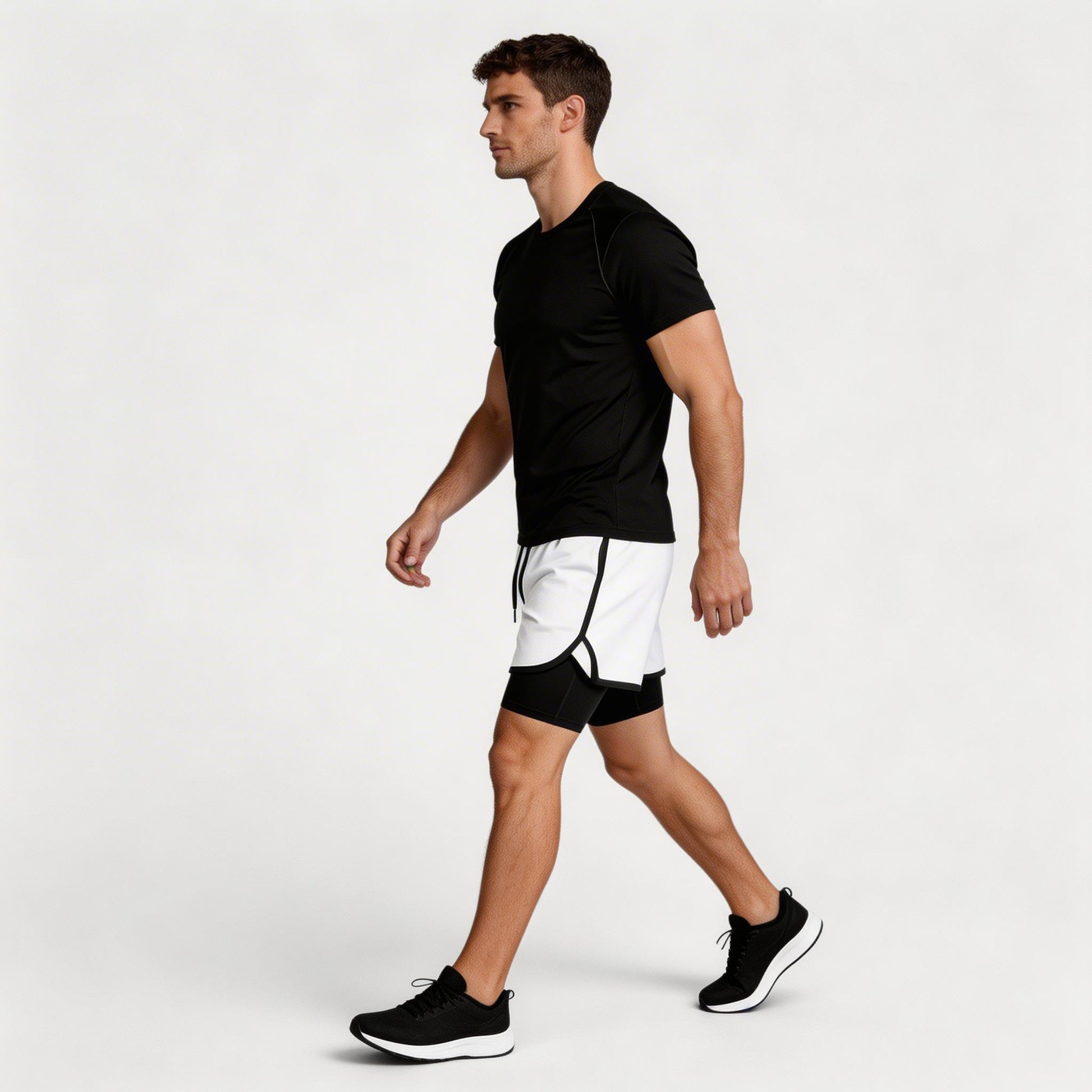 Vintares | Men’s Two Piece Athletic T-Shirt and Layered Drawstring Shorts Set