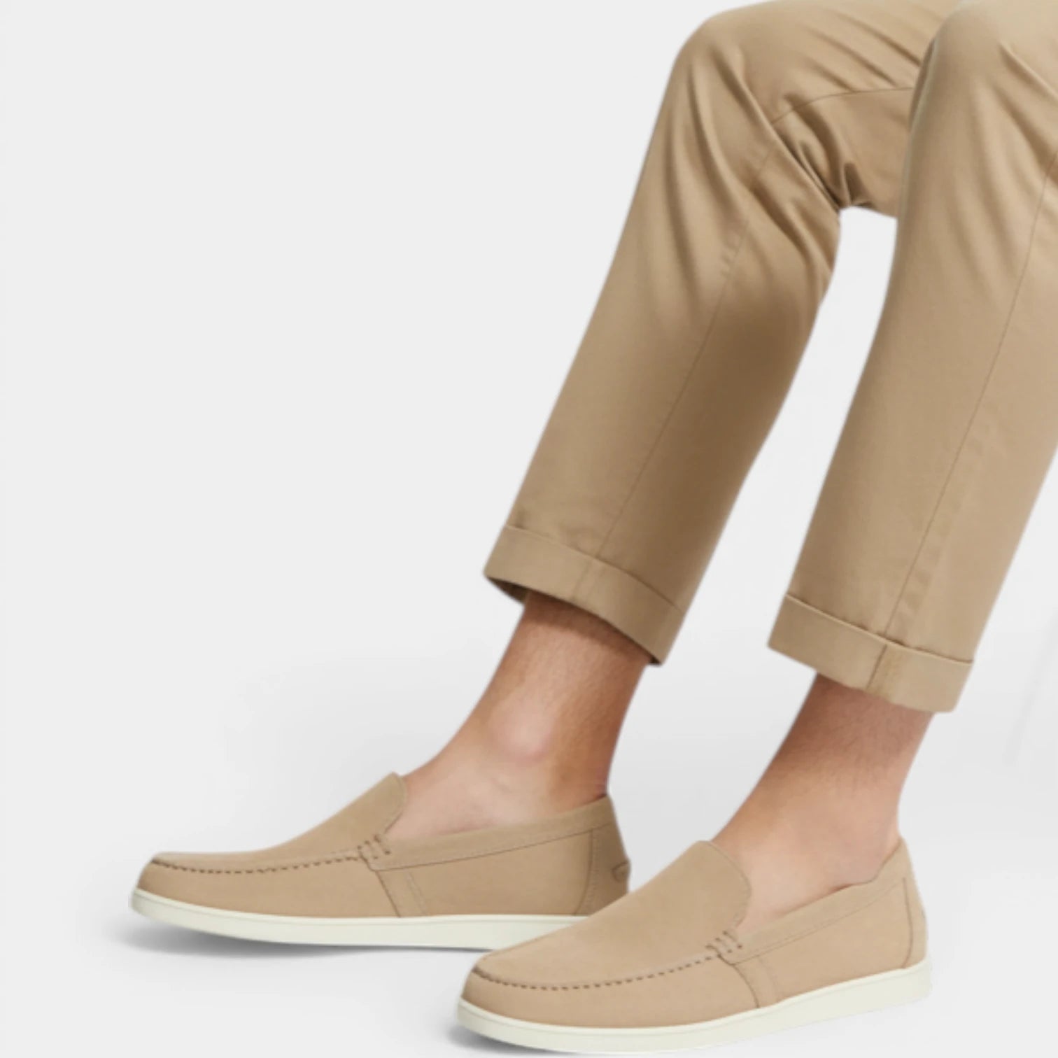 Vintares | Men’s Suede Slip-On Loafers - Moccasin