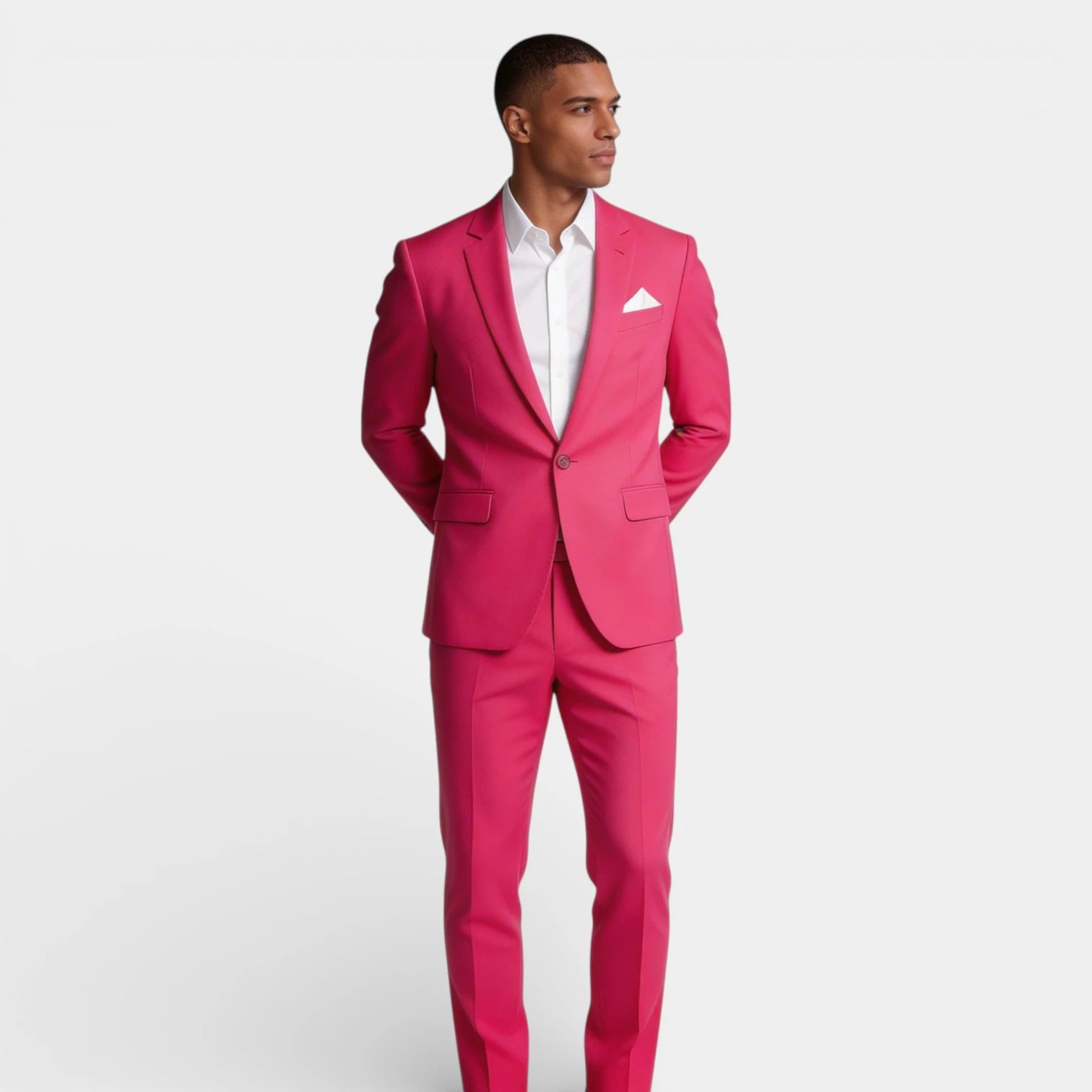 Single Button Blazer Tailored Trousers Suit Set for Men