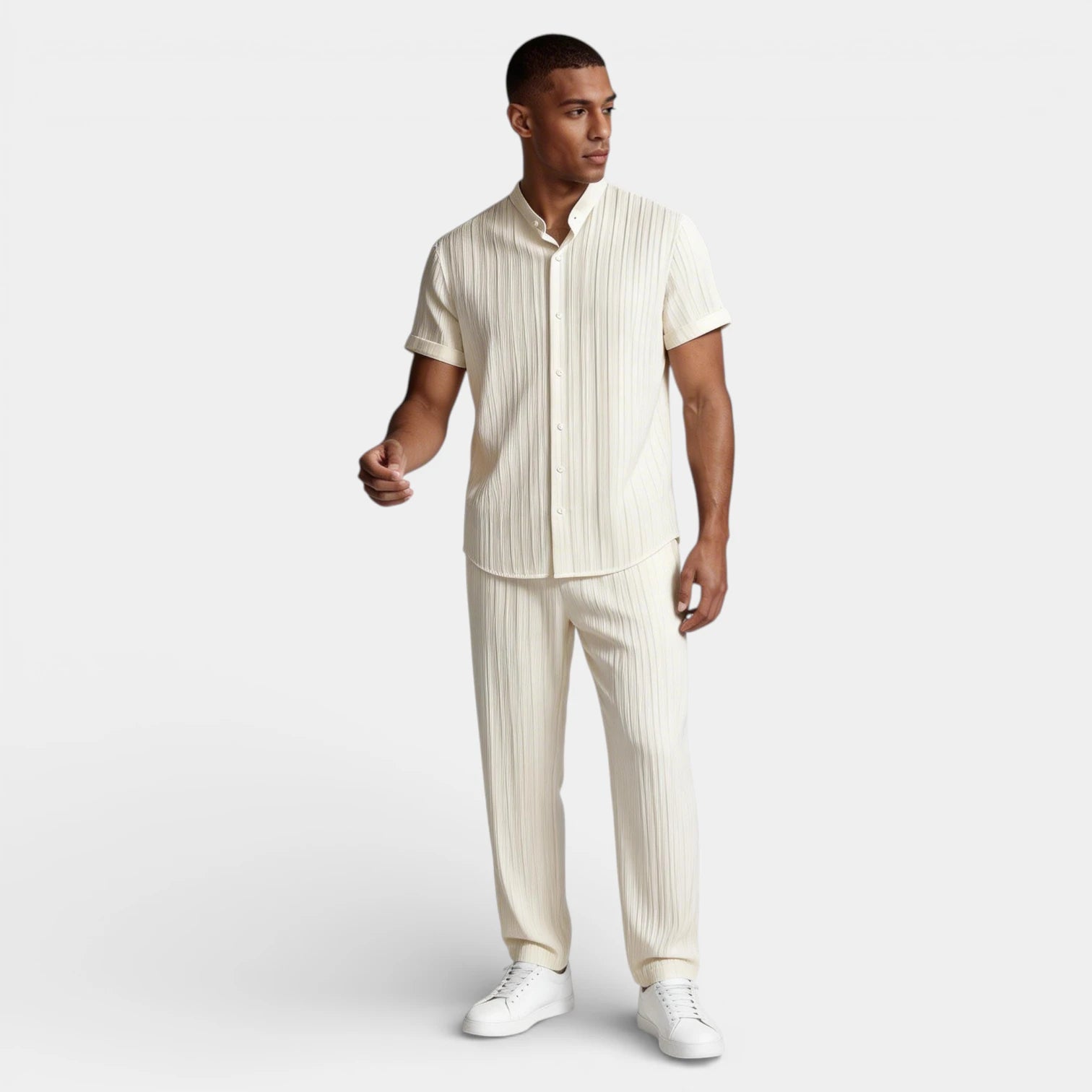 Vintares | Men’s Button-Up Shirt and Straight Leg Pants - Two Piece Set