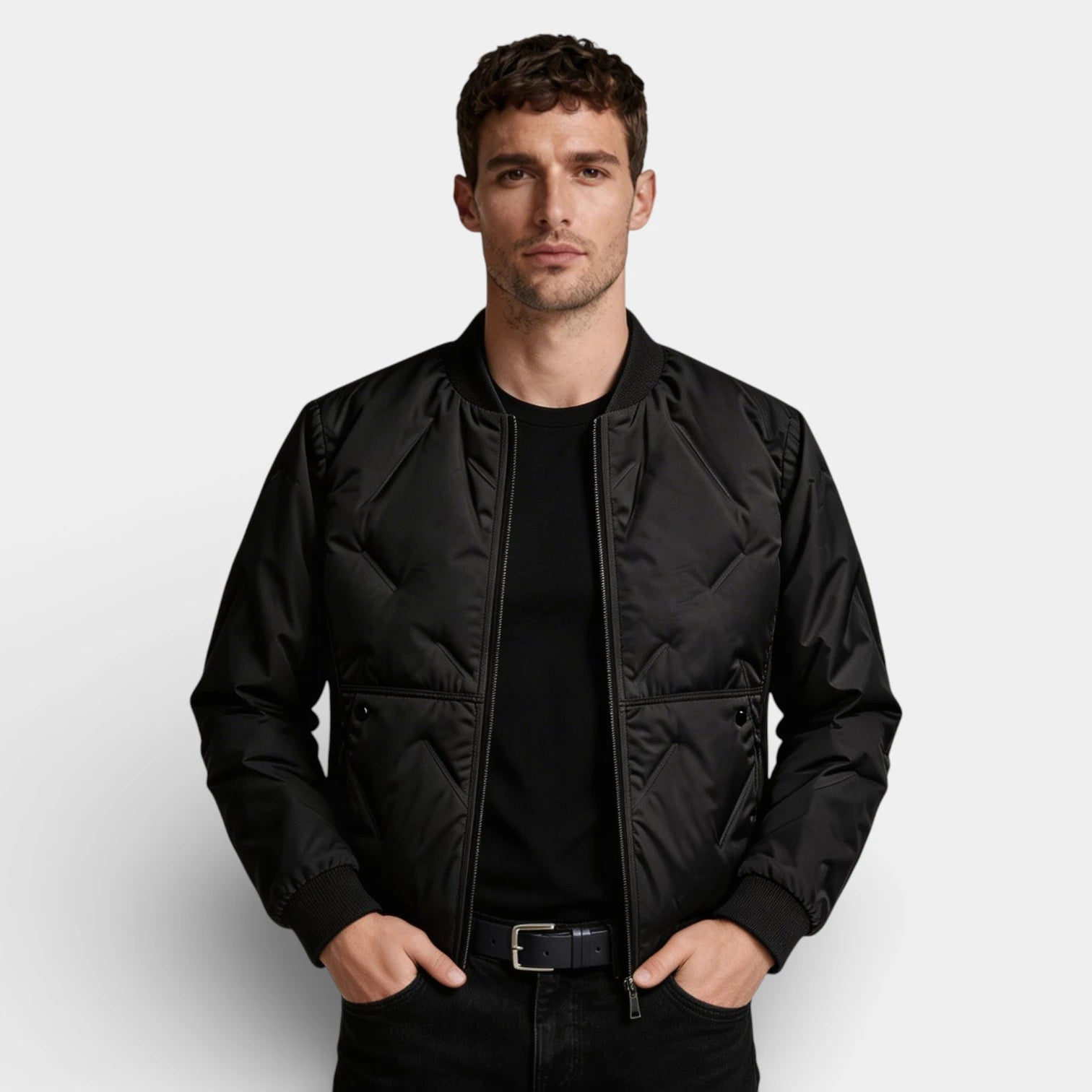 Vintares | Men’s Zip Up Bomber Jacket - Straight Fit