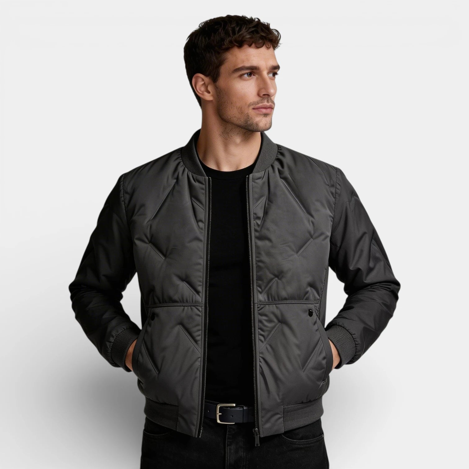Vintares | Men’s Zip Up Bomber Jacket - Straight Fit