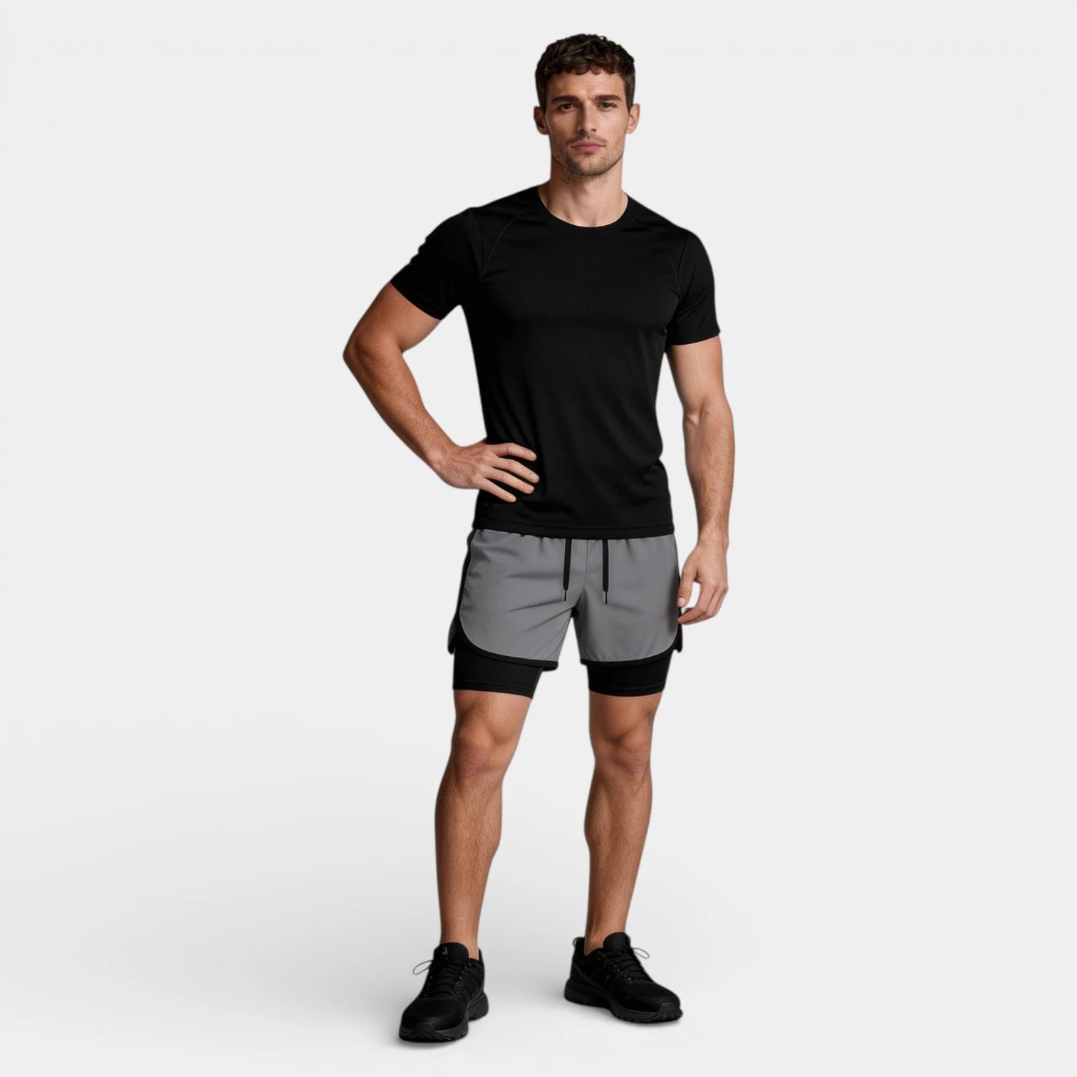 Vintares | Men’s Two Piece Athletic T-Shirt and Layered Drawstring Shorts Set