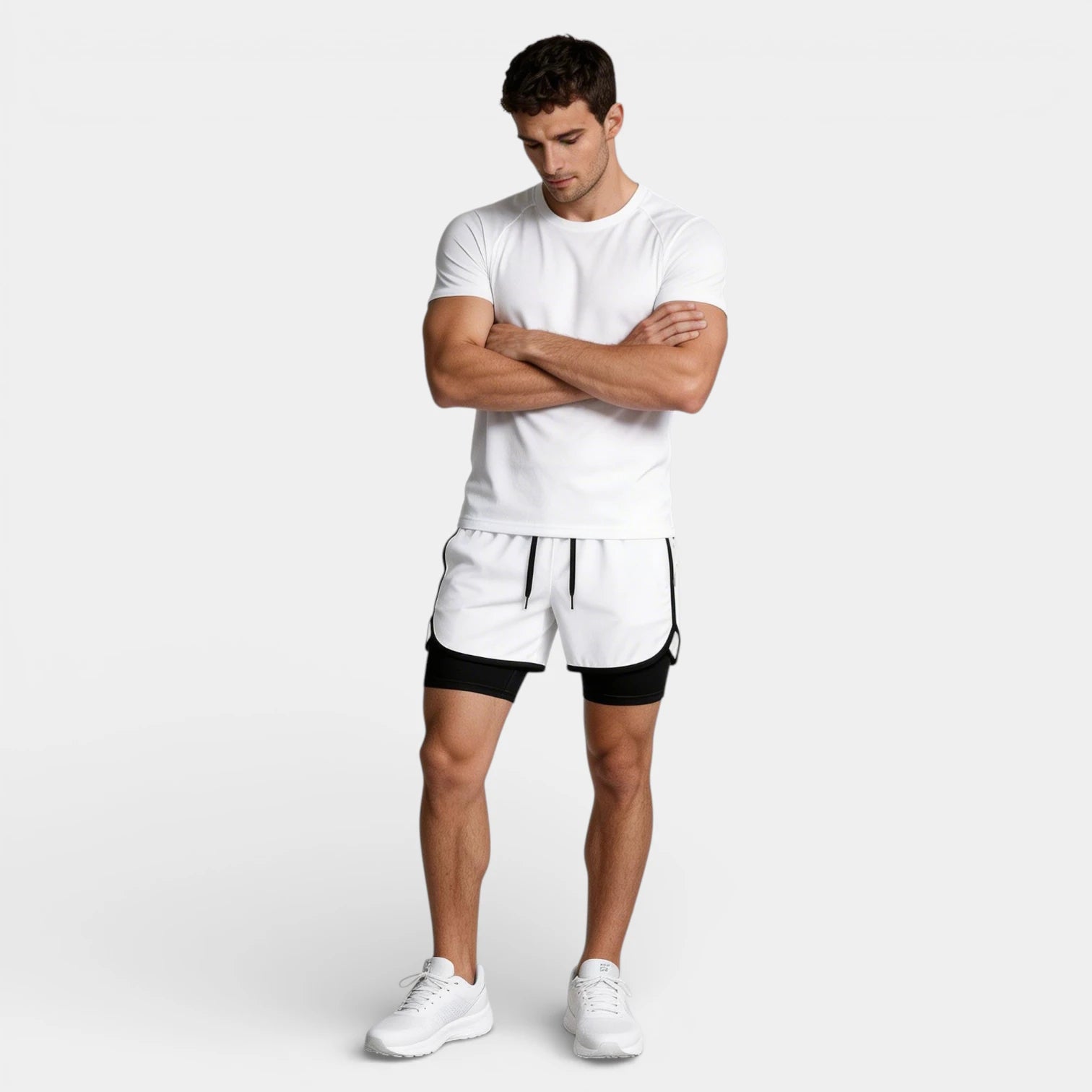 Vintares | Men’s Two Piece Athletic T-Shirt and Layered Drawstring Shorts Set