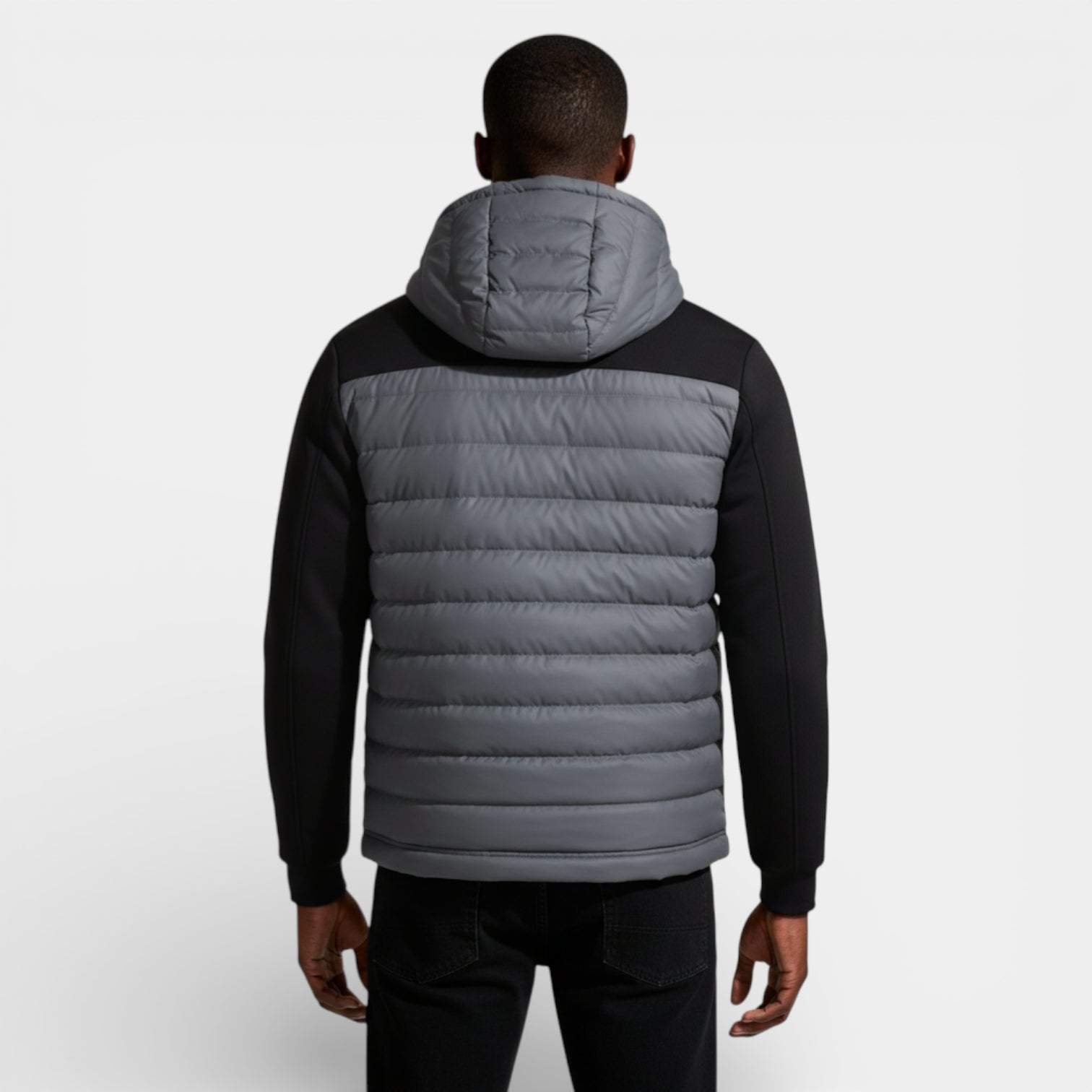 Vintares | Men’s Quilted Hooded Zip-Up Jacket - Stretch Sleeves