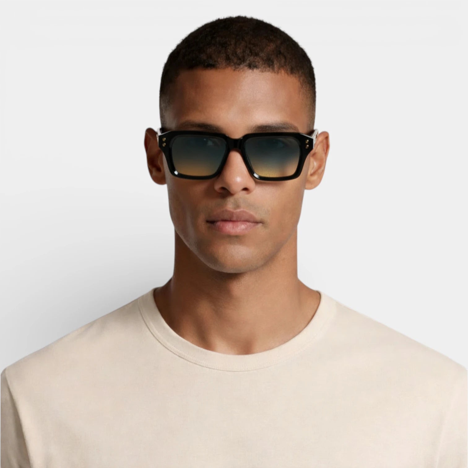 Vintares | Men’s Square Frame Sunglasses - Gold Details