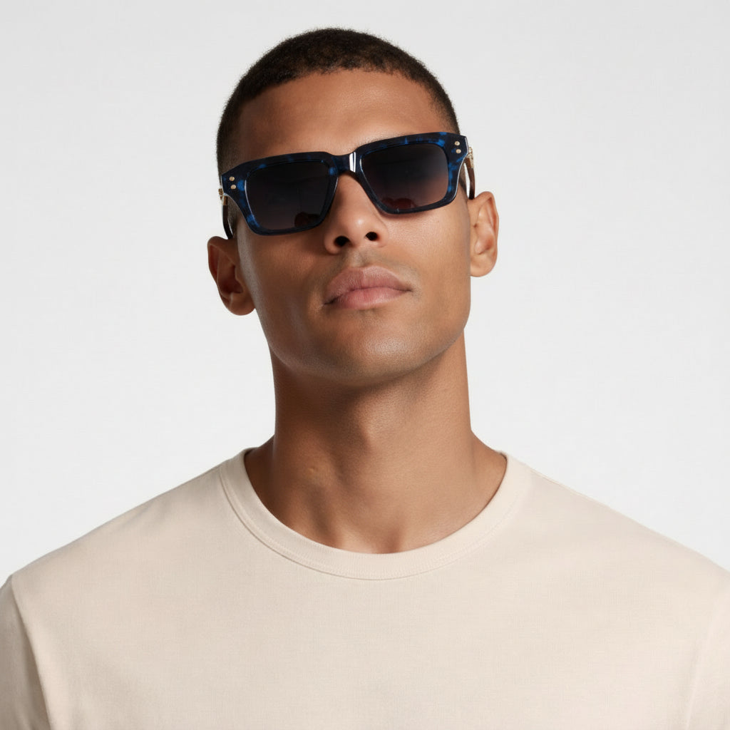 Vintares | Men’s Square Frame Sunglasses - Gold Details