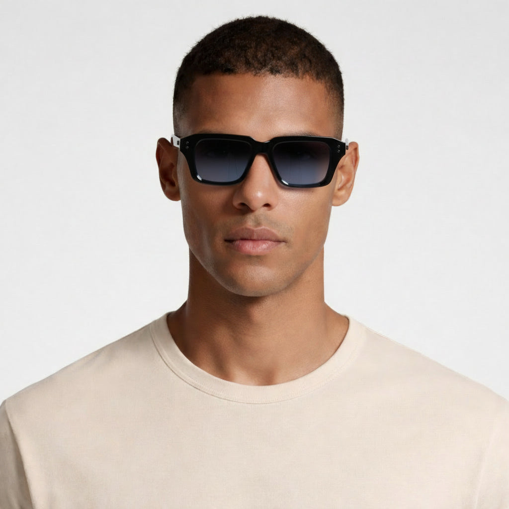 Vintares | Men’s Square Frame Sunglasses - Gold Details