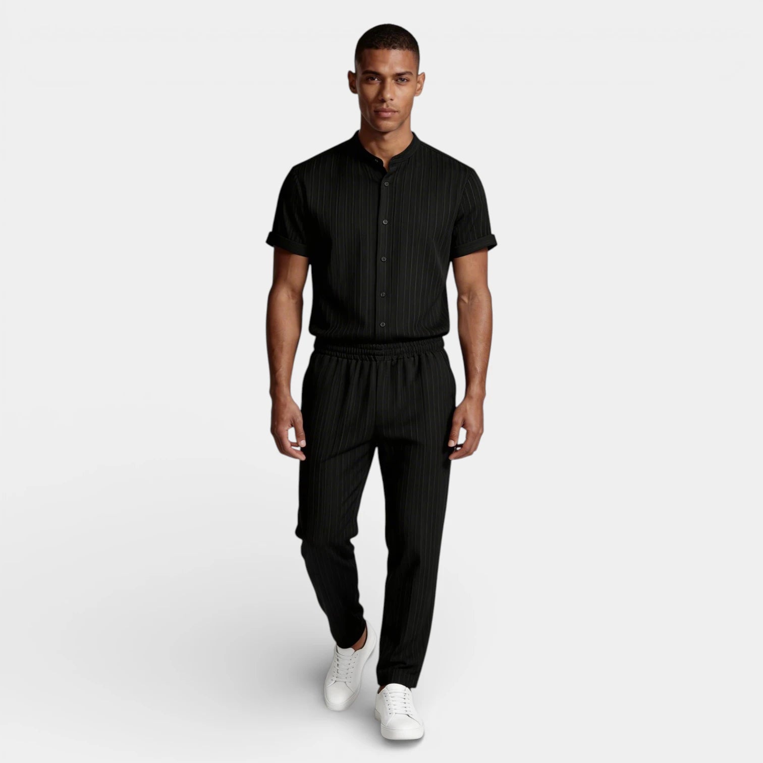 Vintares | Men’s Button-Up Shirt and Straight Leg Pants - Two Piece Set