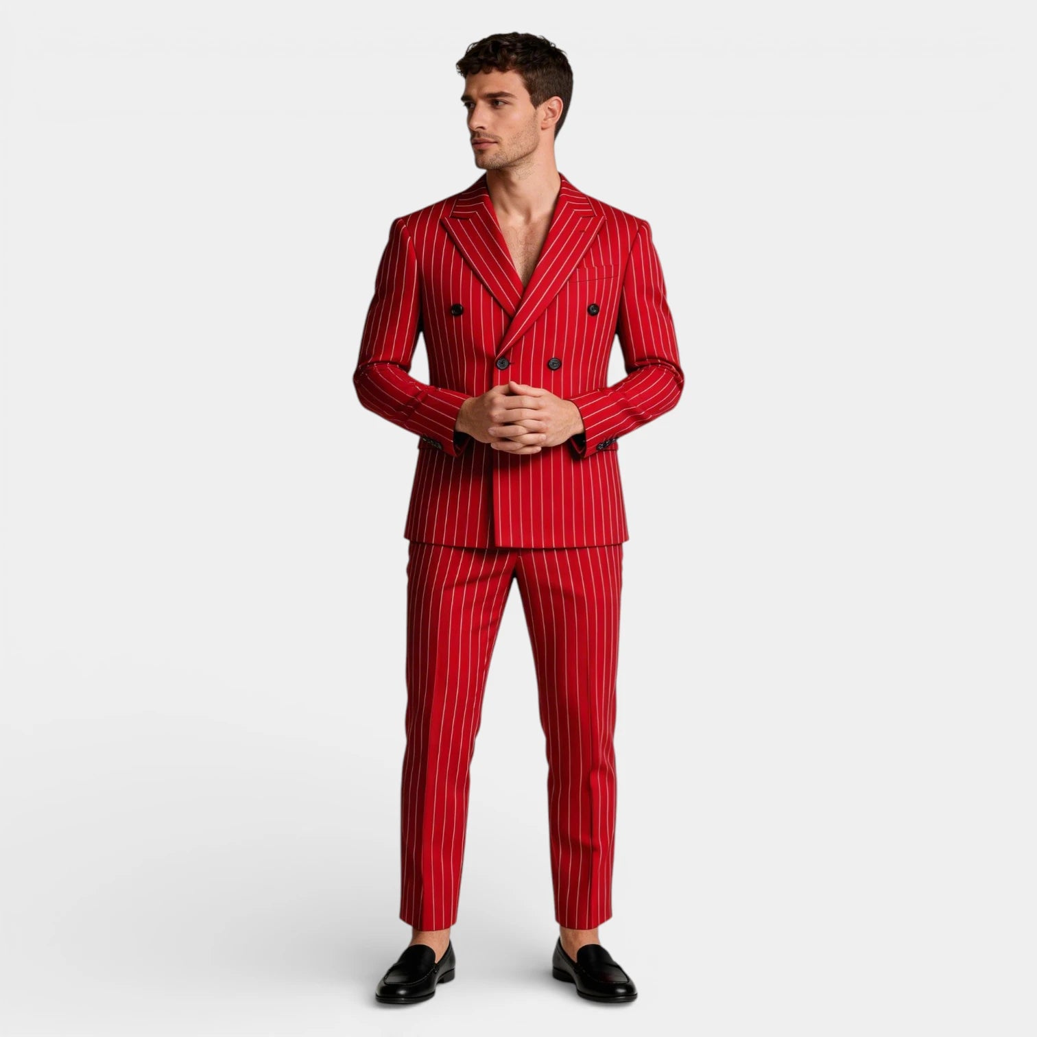 Vintares | Men’s Double Breasted Pinstripe Suit Set