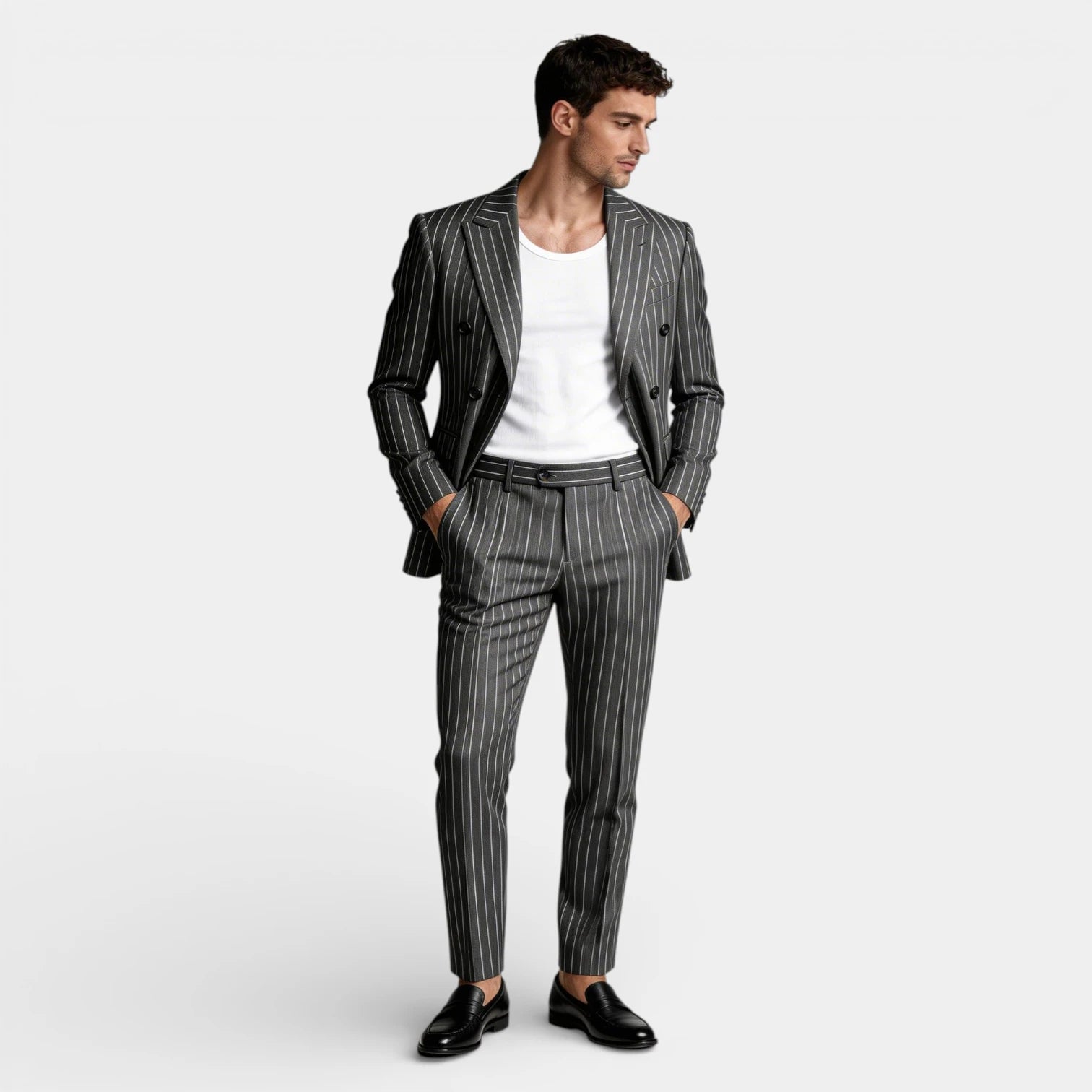 Vintares | Men’s Double Breasted Pinstripe Suit Set