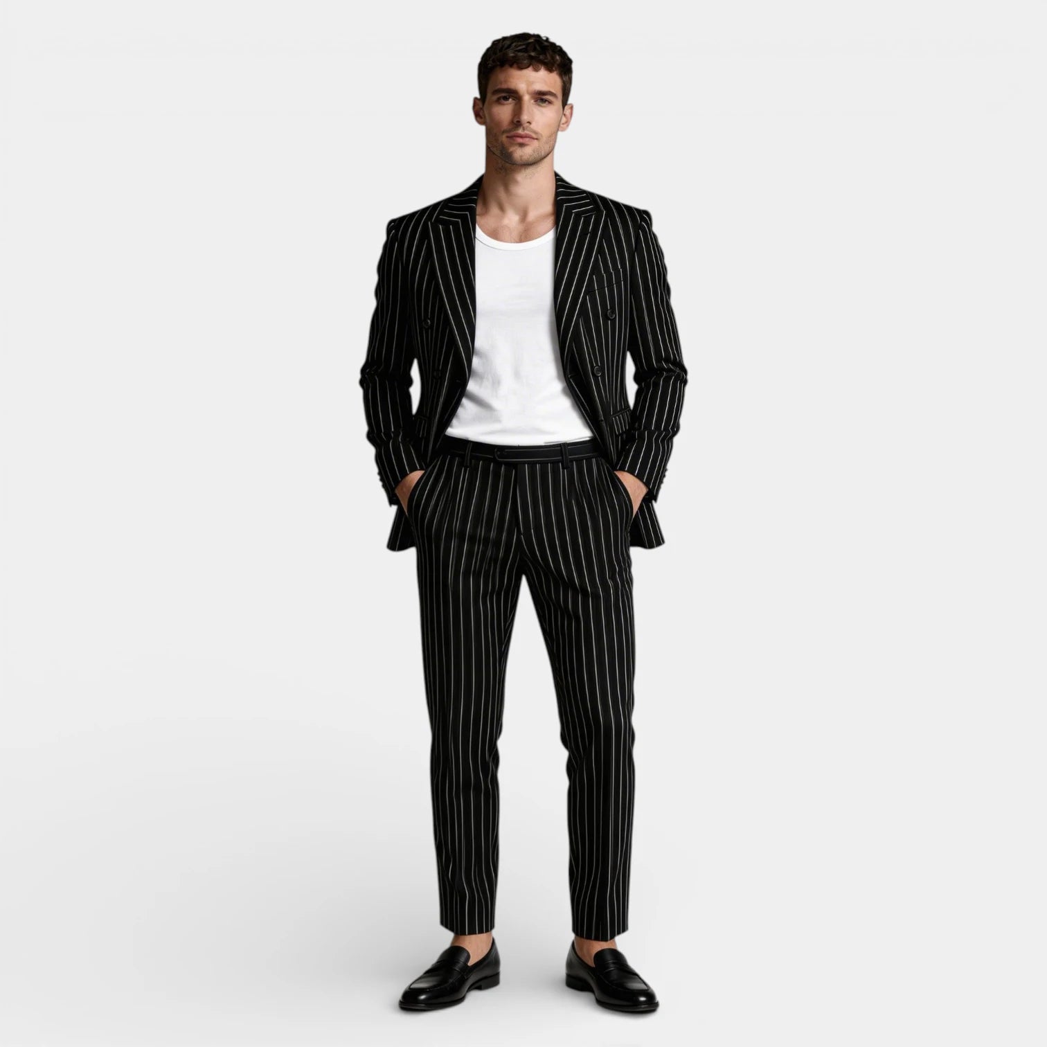 Vintares | Men’s Double Breasted Pinstripe Suit Set