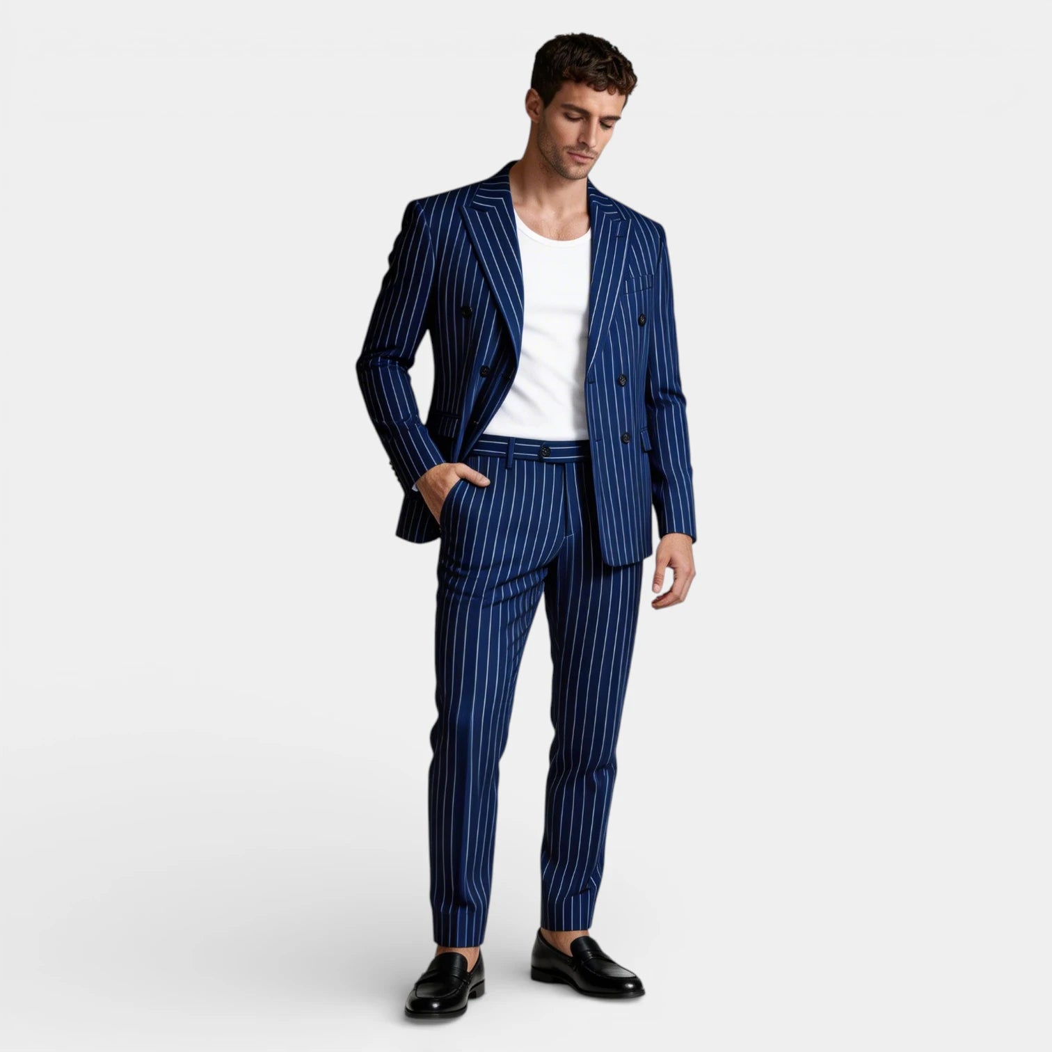 Vintares | Men’s Double Breasted Pinstripe Suit Set