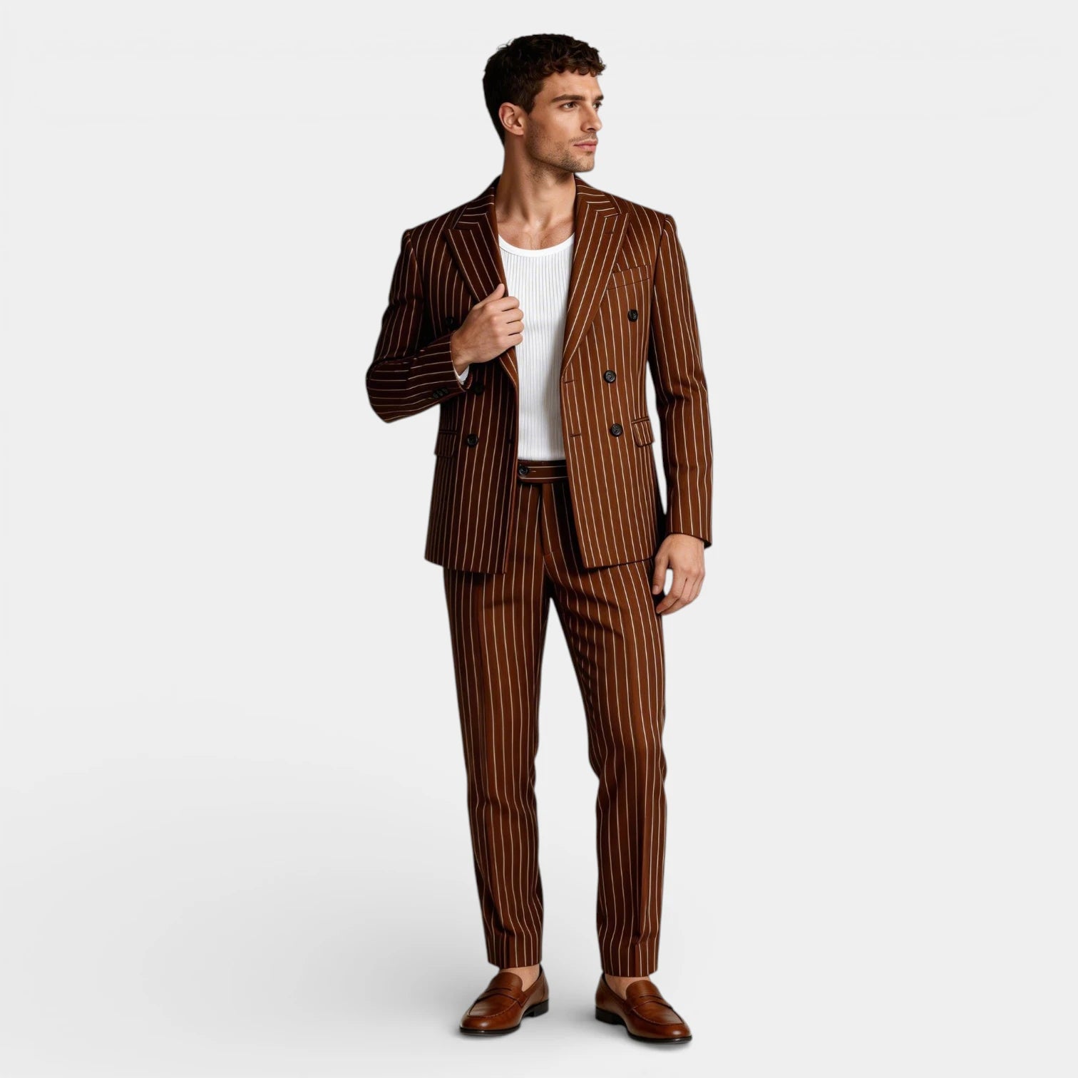 Vintares | Men’s Double Breasted Pinstripe Suit Set
