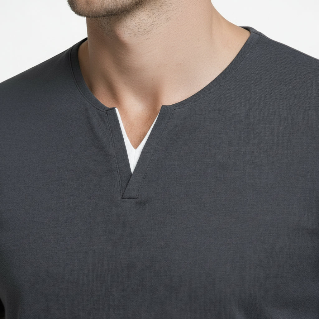 V-Notch Neck Short Sleeve T-Shirt Regular Fit for Men