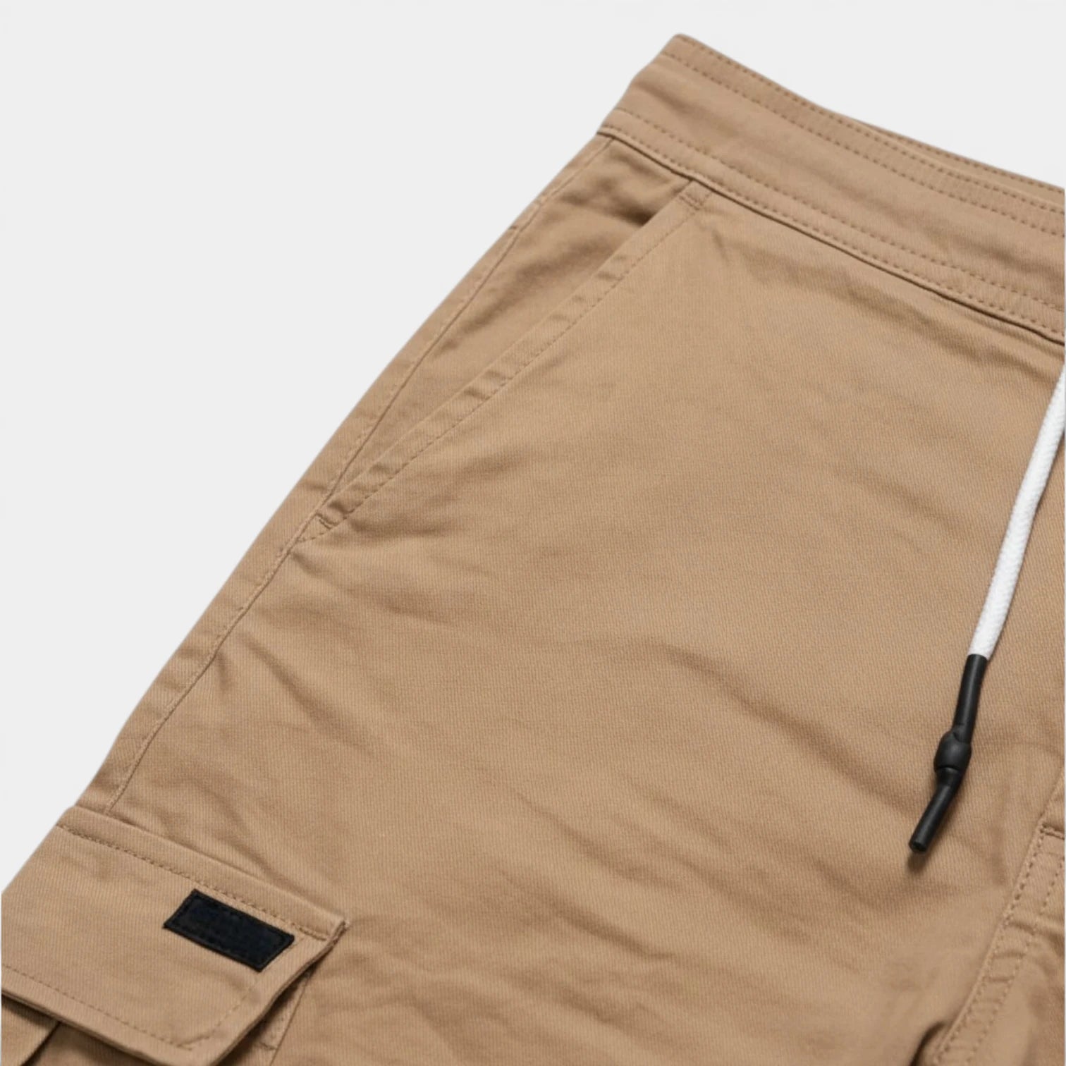 Cargo Shorts Twin Flap Pockets Drawstring Waist for Men