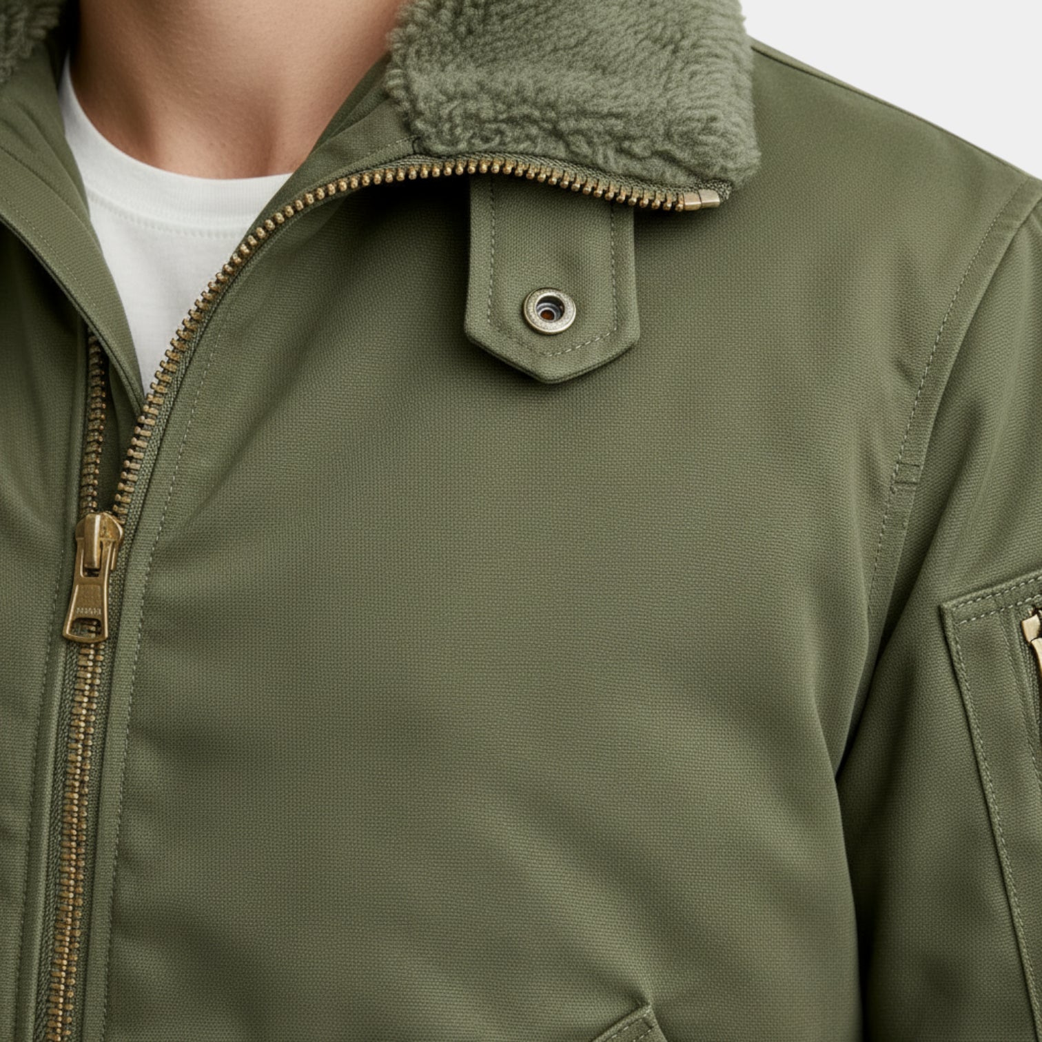 Fleece-Lined Zip-Front Utility Jacket Regular Fit for Men