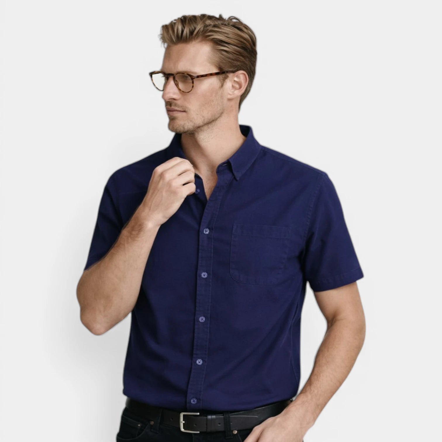 Vintares | Men’s Short Sleeve Button-Up Shirt - Chest Pocket