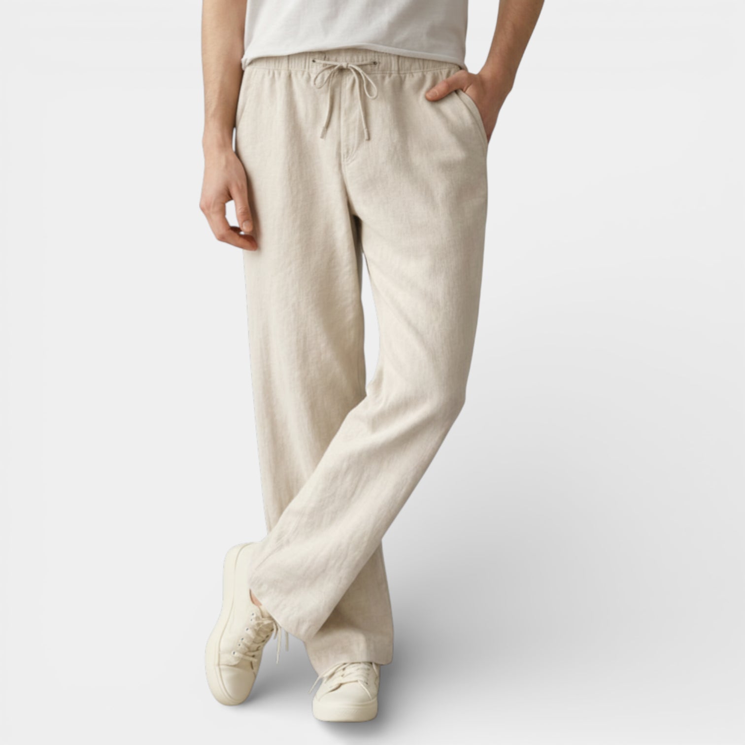 Vintares | Men’s Drawstring Straight Leg Pants - Elastic Waist