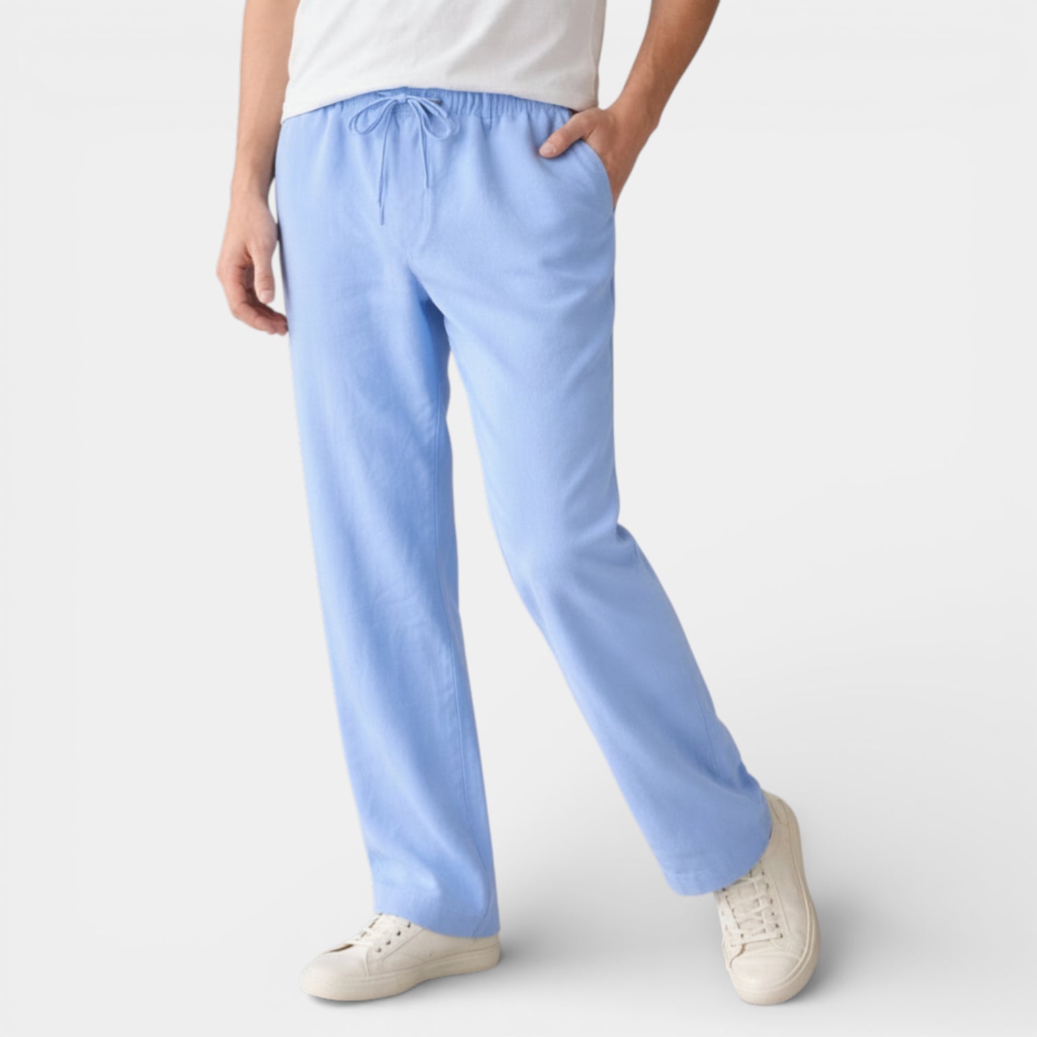 Vintares | Men’s Drawstring Straight Leg Pants - Elastic Waist