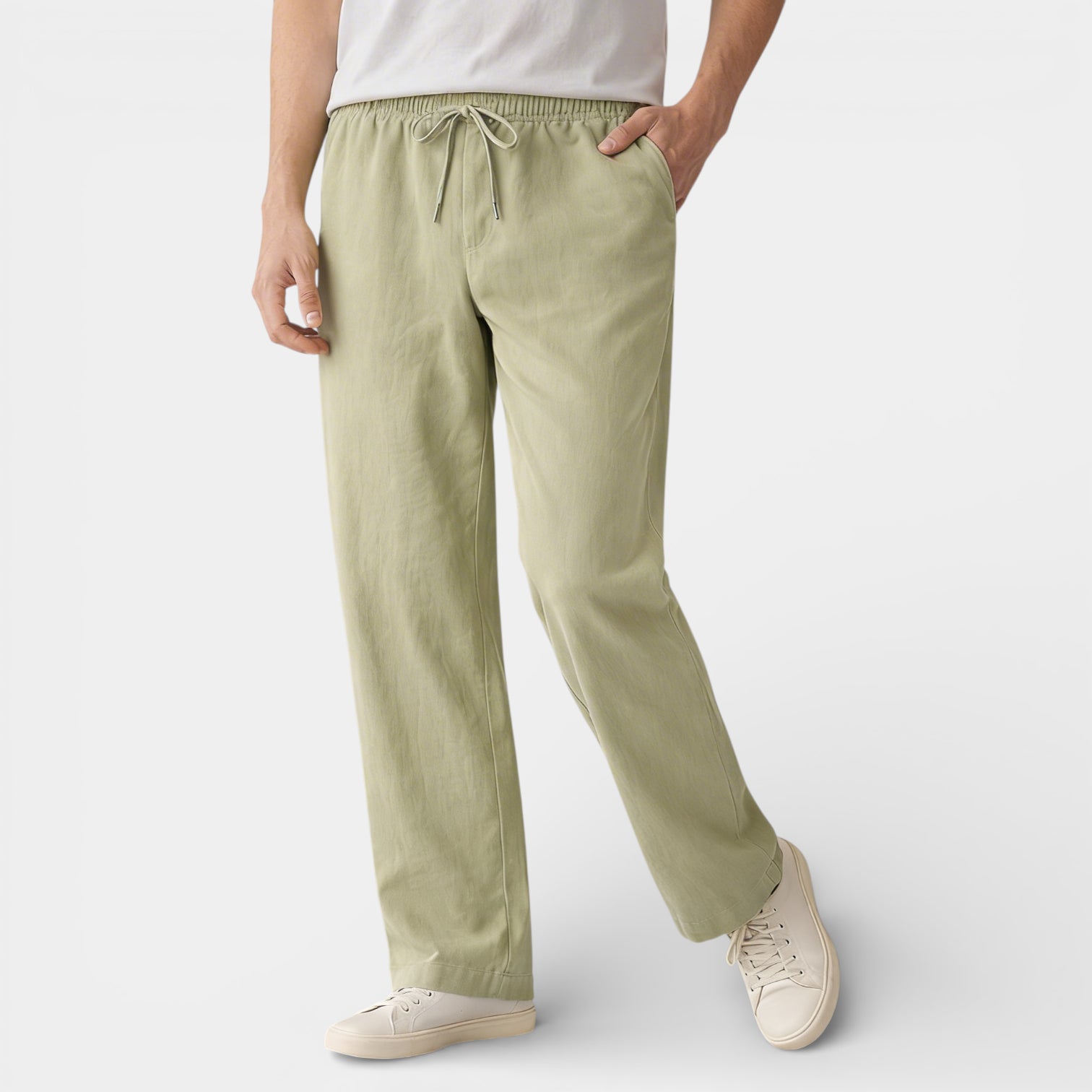 Vintares | Men’s Drawstring Straight Leg Pants - Elastic Waist