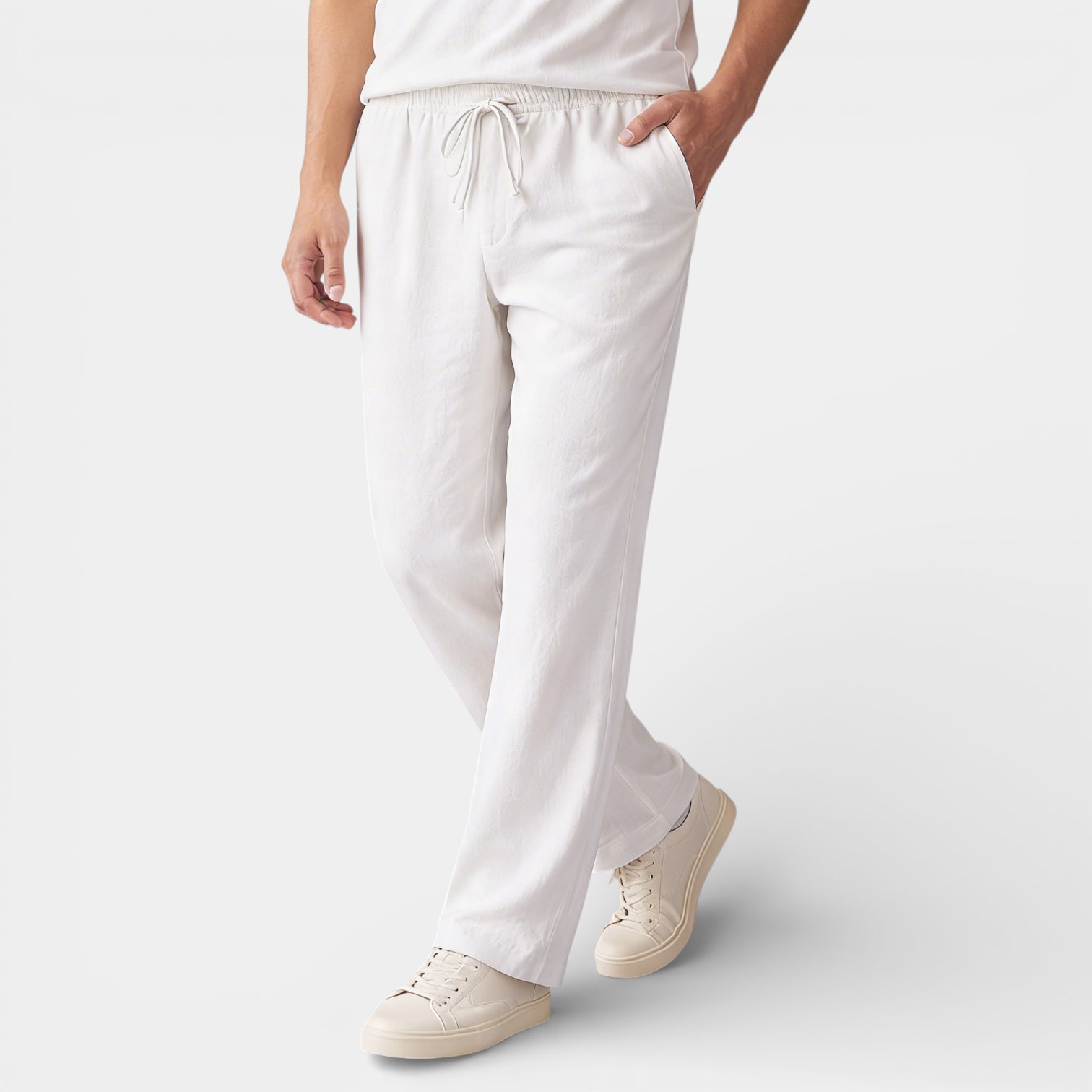 Vintares | Men’s Drawstring Straight Leg Pants - Elastic Waist