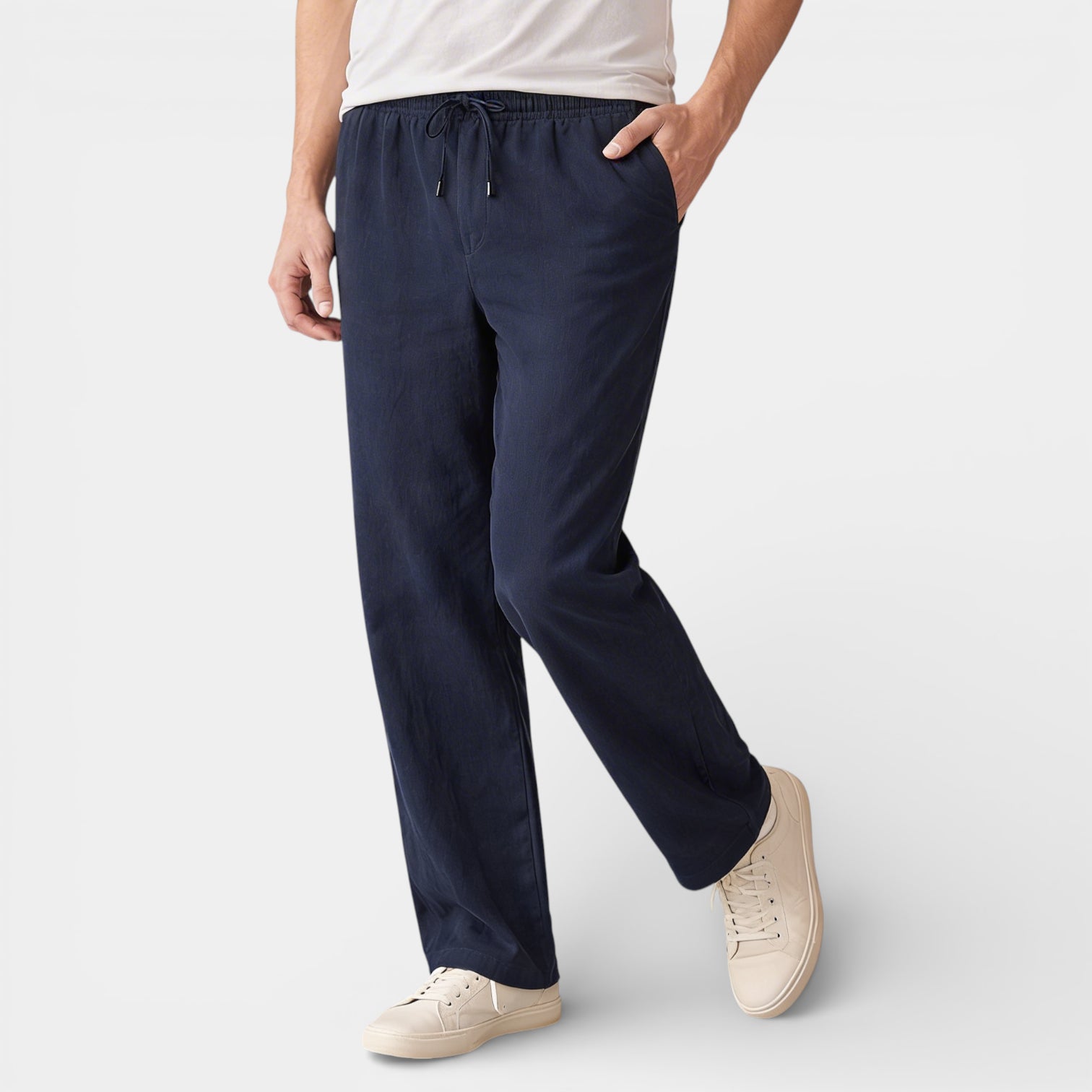 Vintares | Men’s Drawstring Straight Leg Pants - Elastic Waist