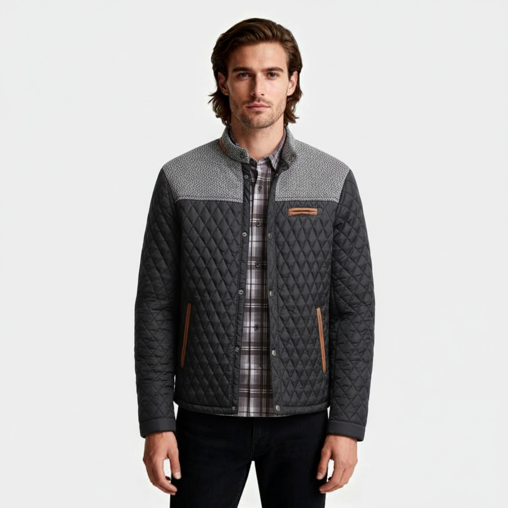 Quilted Jacket Regular Fit Zip-Up Lightweight for Men