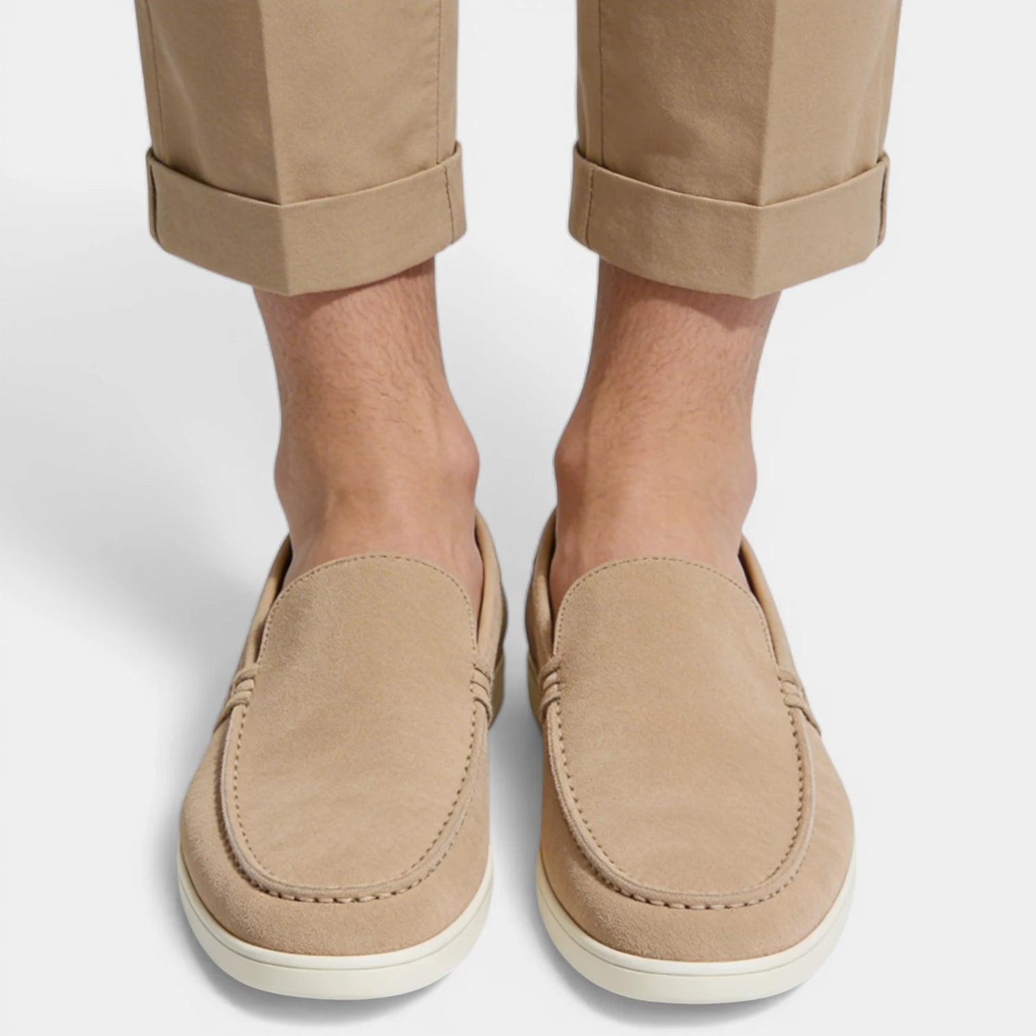 Vintares | Men’s Suede Slip-On Loafers - Moccasin