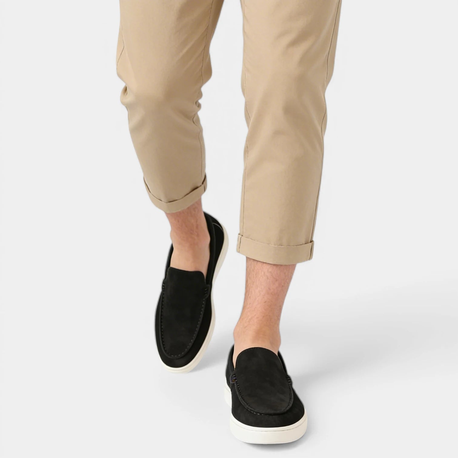 Suede Slip-On Moc Toe Loafers Laceless for Men