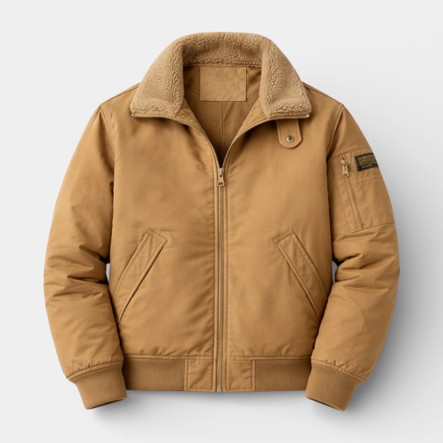 Fleece-Lined Zip-Front Utility Jacket Regular Fit for Men