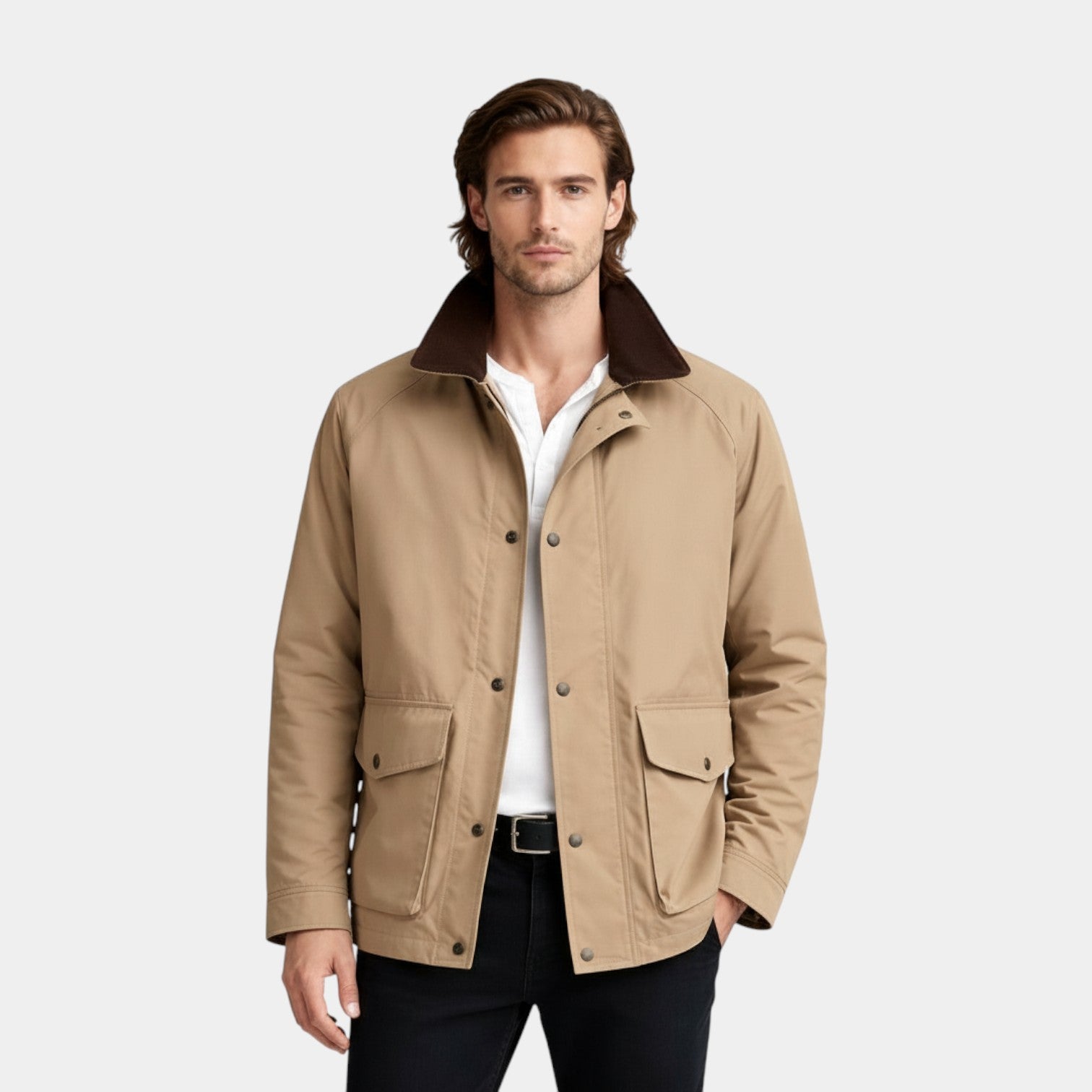 Button-Front Utility Jacket Regular Fit for Men