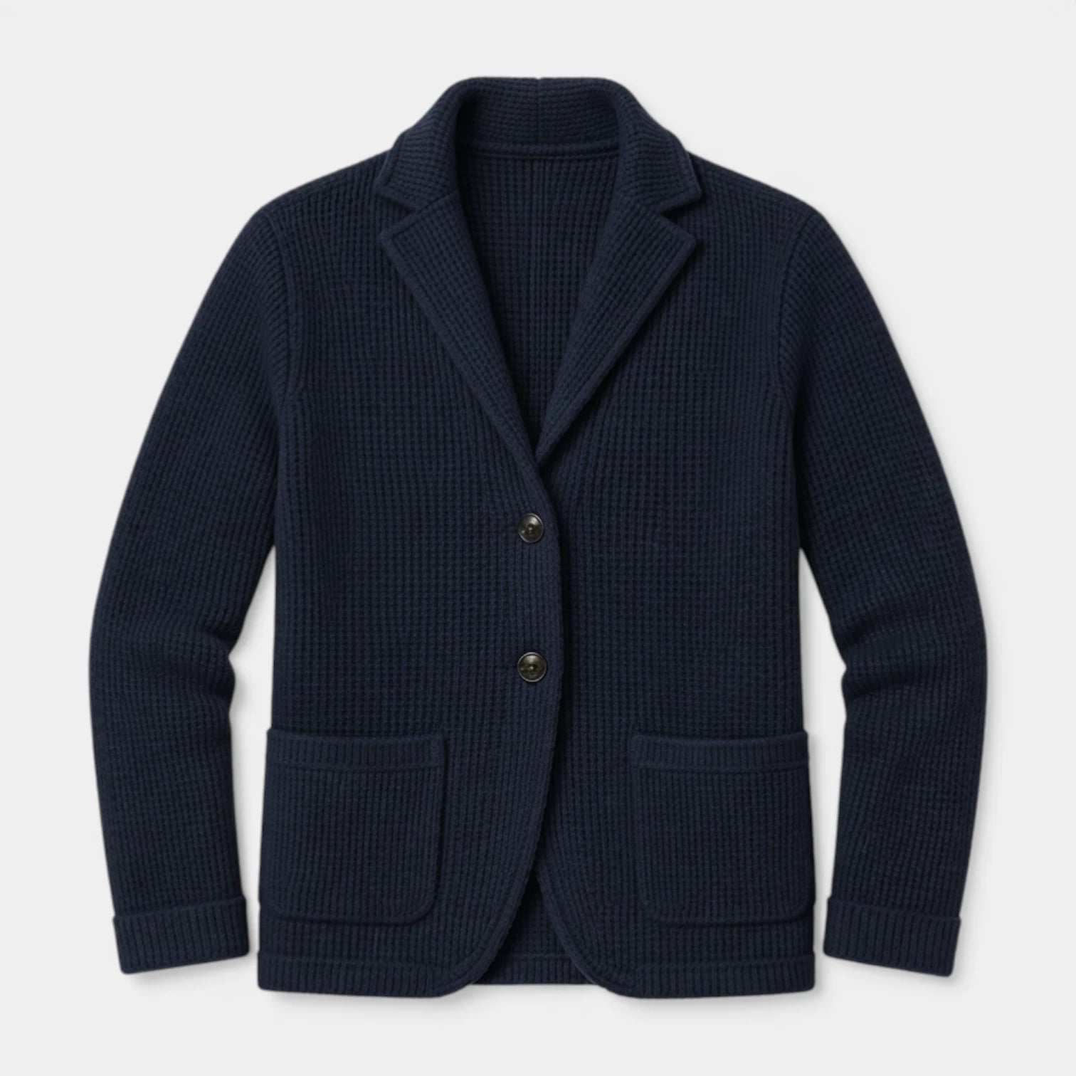 Button-Up Knit Blazer Waffle Weave Regular Fit for Men