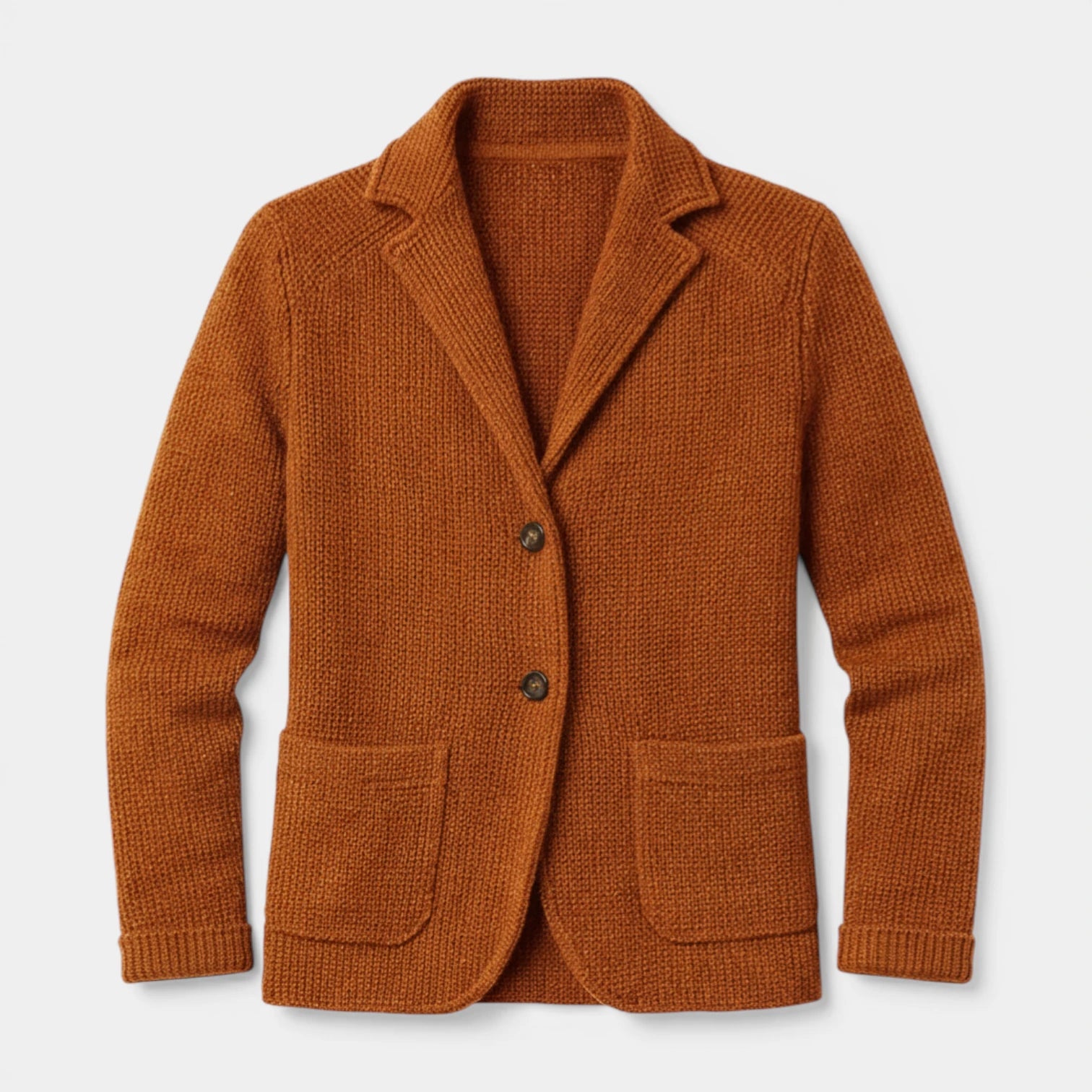 Button-Up Knit Blazer Waffle Weave Regular Fit for Men