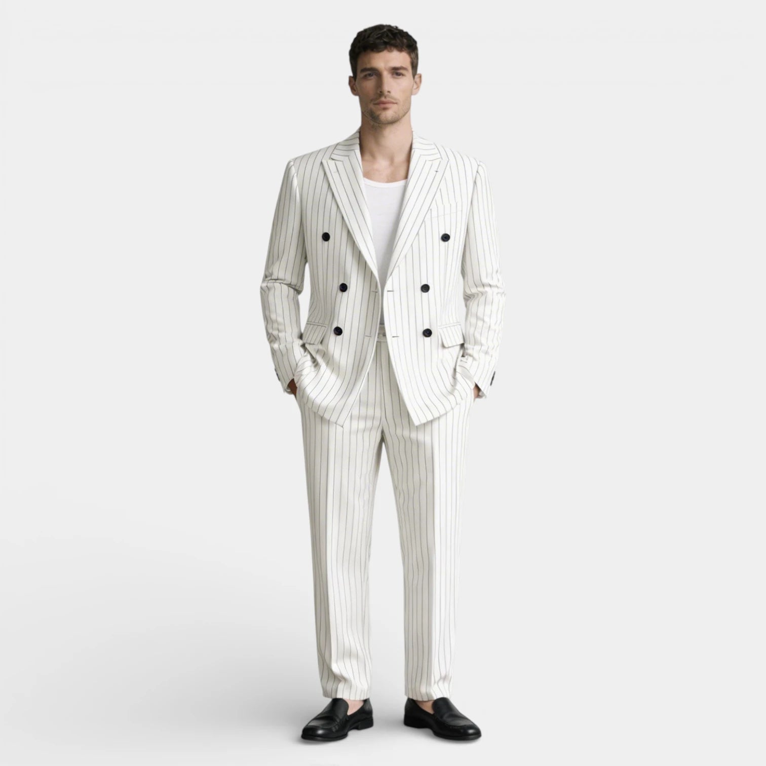 Vintares | Men’s Double Breasted Pinstripe Suit Set