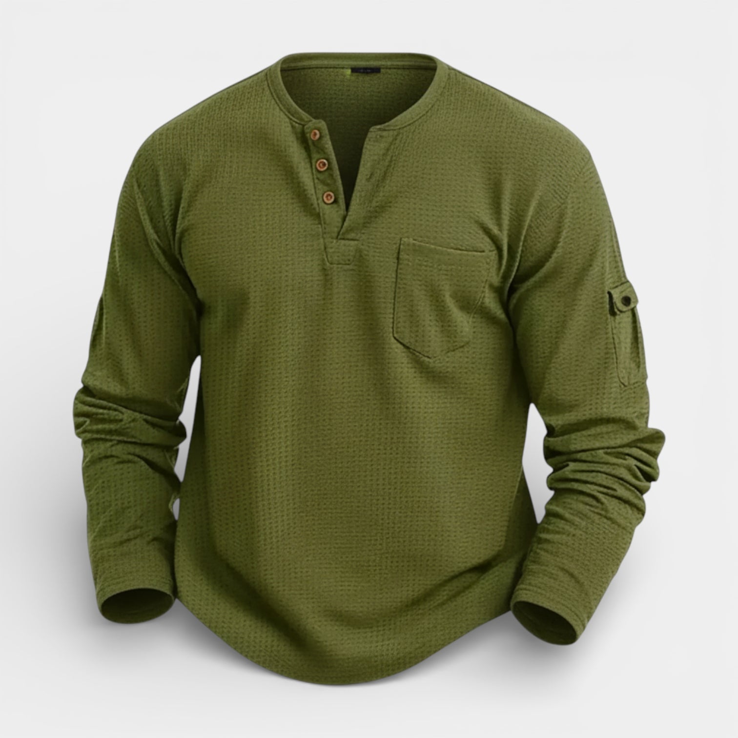 Long Sleeve Knit Henley Shirt Regular Fit for Men