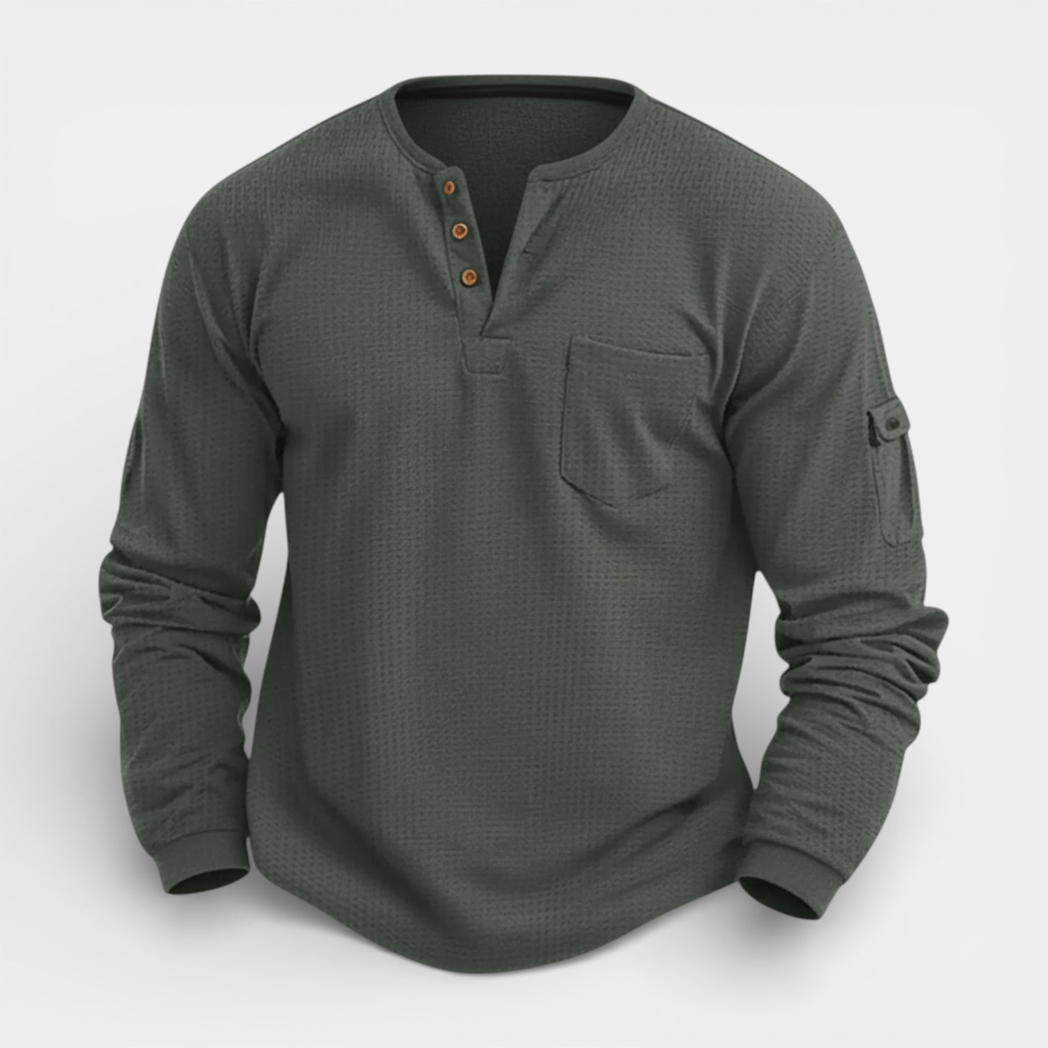 Long Sleeve Knit Henley Shirt Regular Fit for Men