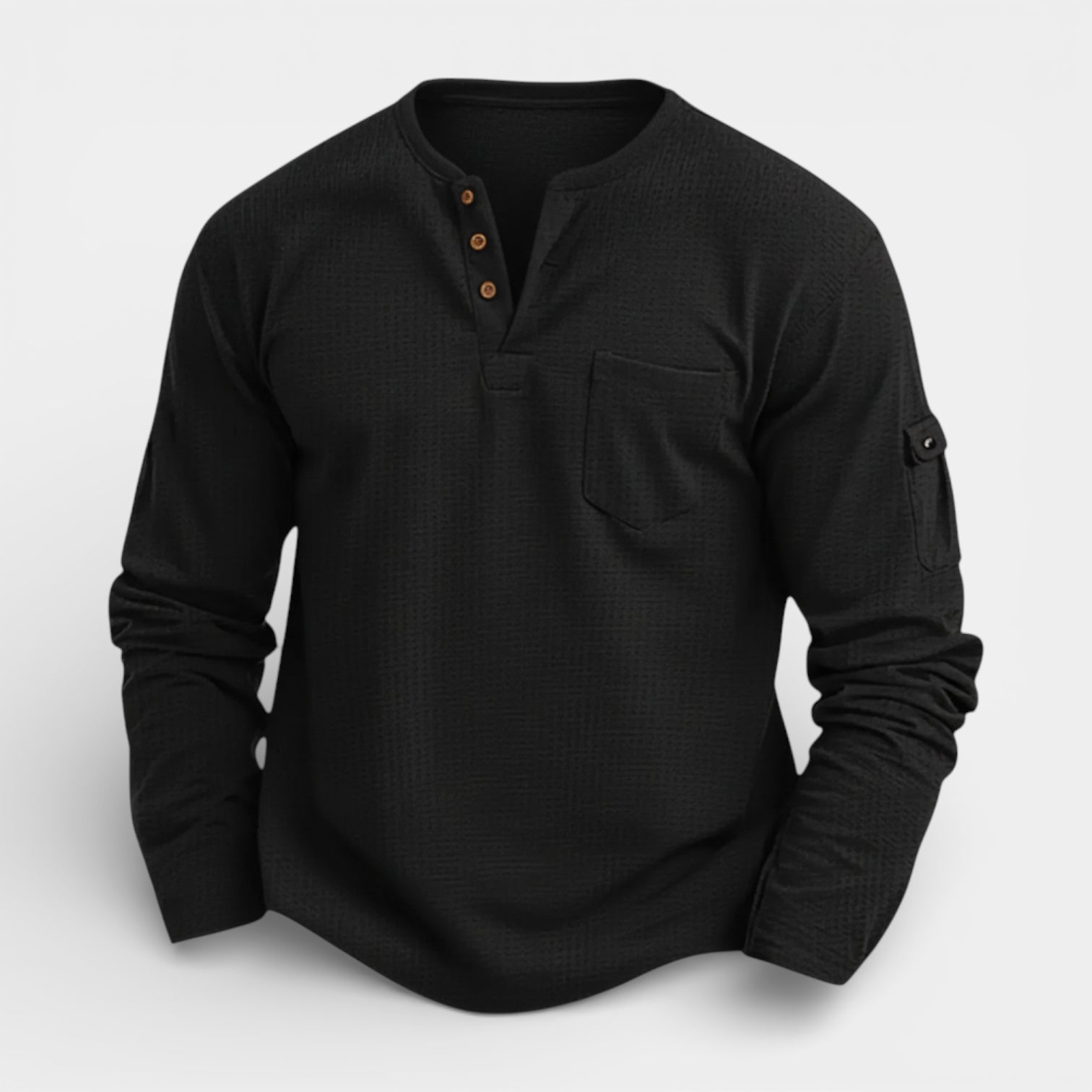 Long Sleeve Knit Henley Shirt Regular Fit for Men