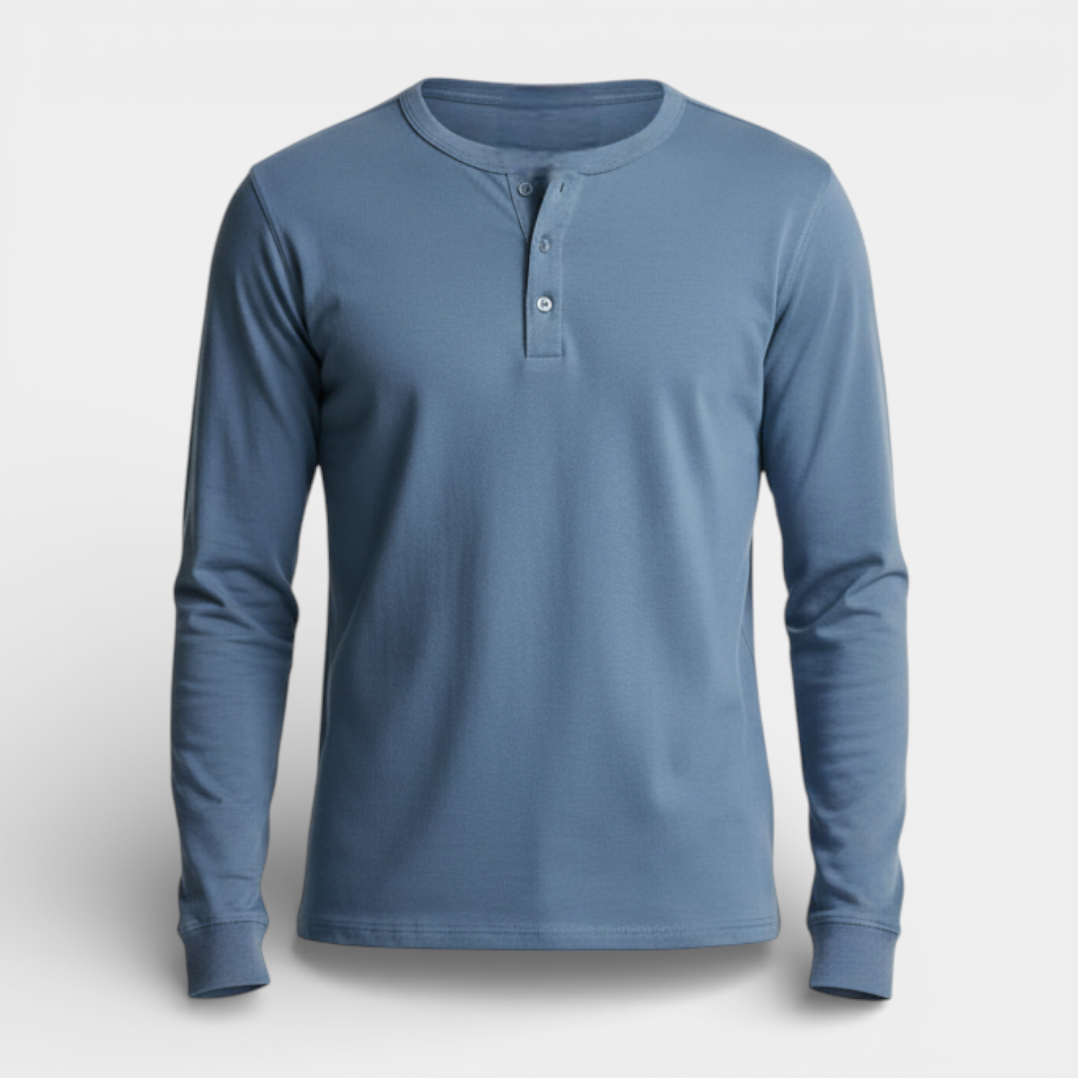 Long Sleeve Henley Shirt Button Placket Regular Fit for Men