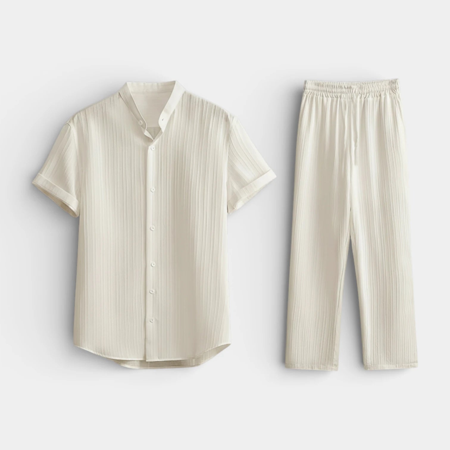 Vintares | Men’s Button-Up Shirt and Straight Leg Pants - Two Piece Set