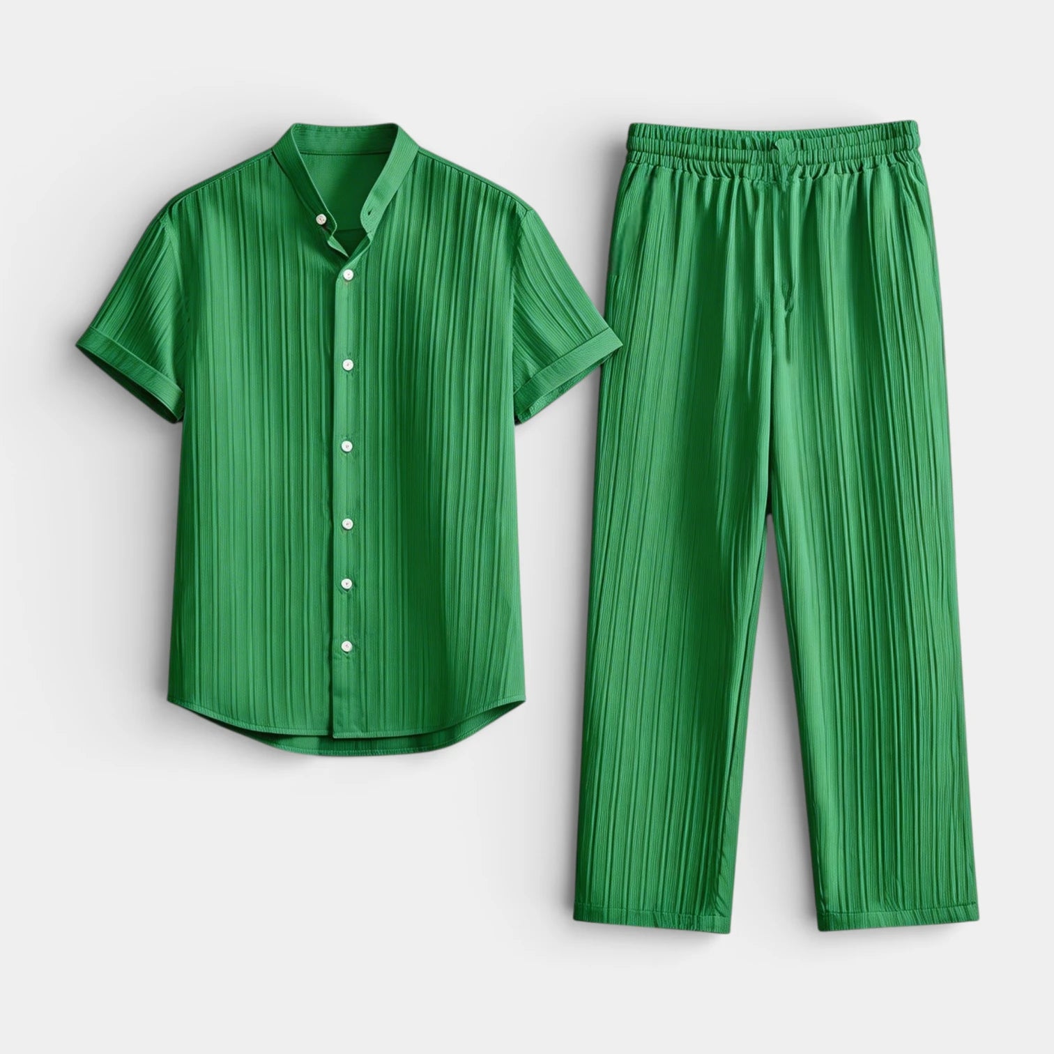 Vintares | Men’s Button-Up Shirt and Straight Leg Pants - Two Piece Set