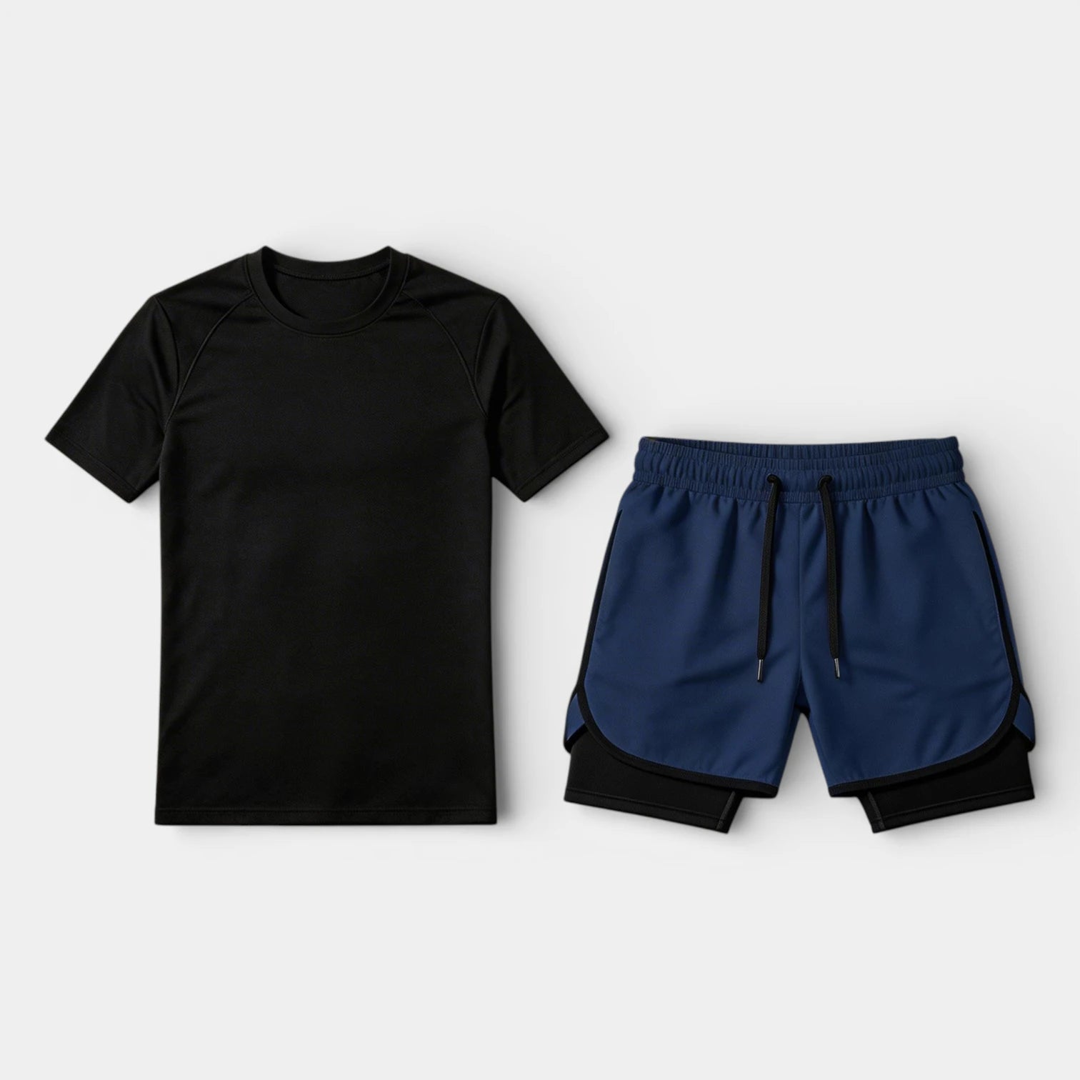 Vintares | Men’s Two Piece Athletic T-Shirt and Layered Drawstring Shorts Set