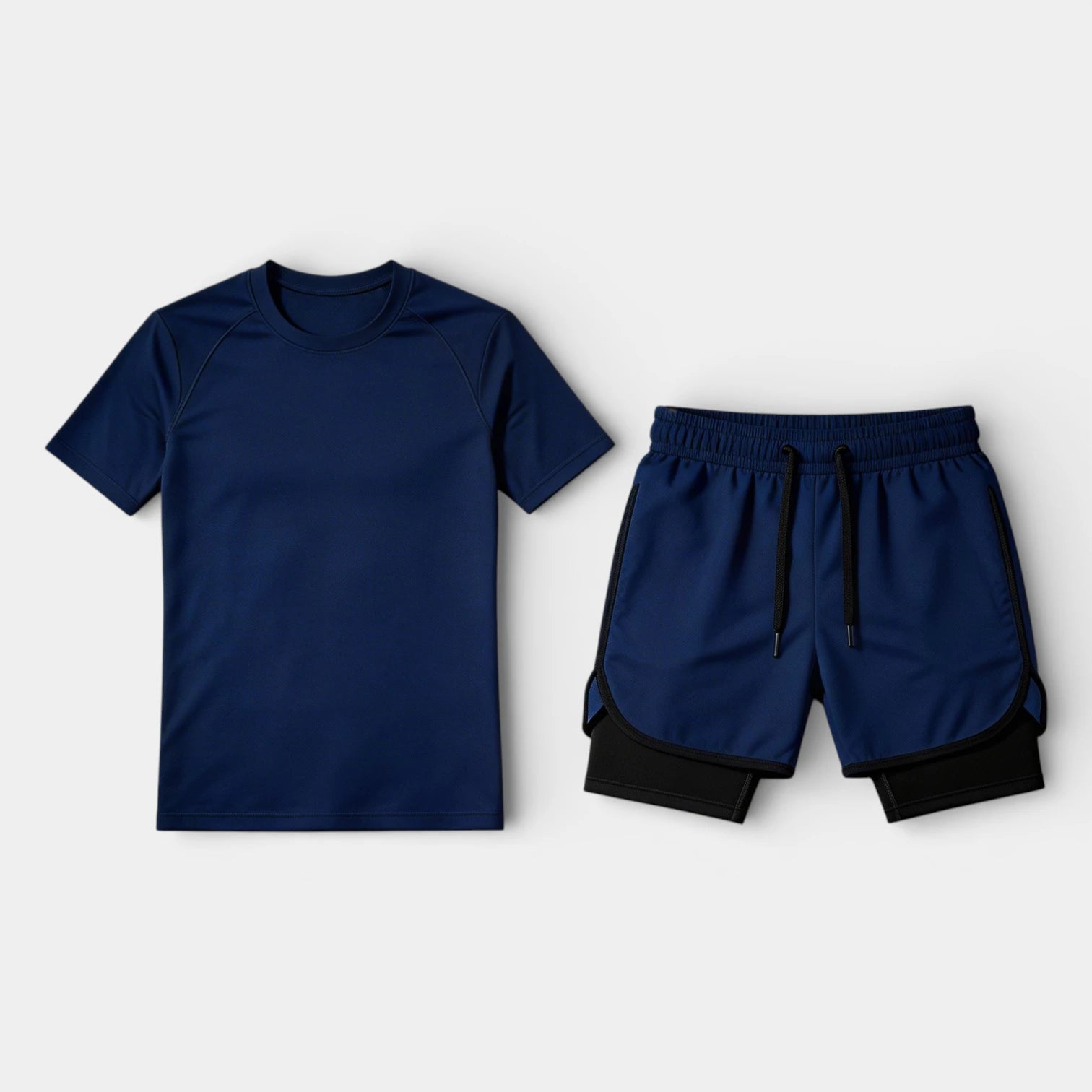 Vintares | Men’s Two Piece Athletic T-Shirt and Layered Drawstring Shorts Set