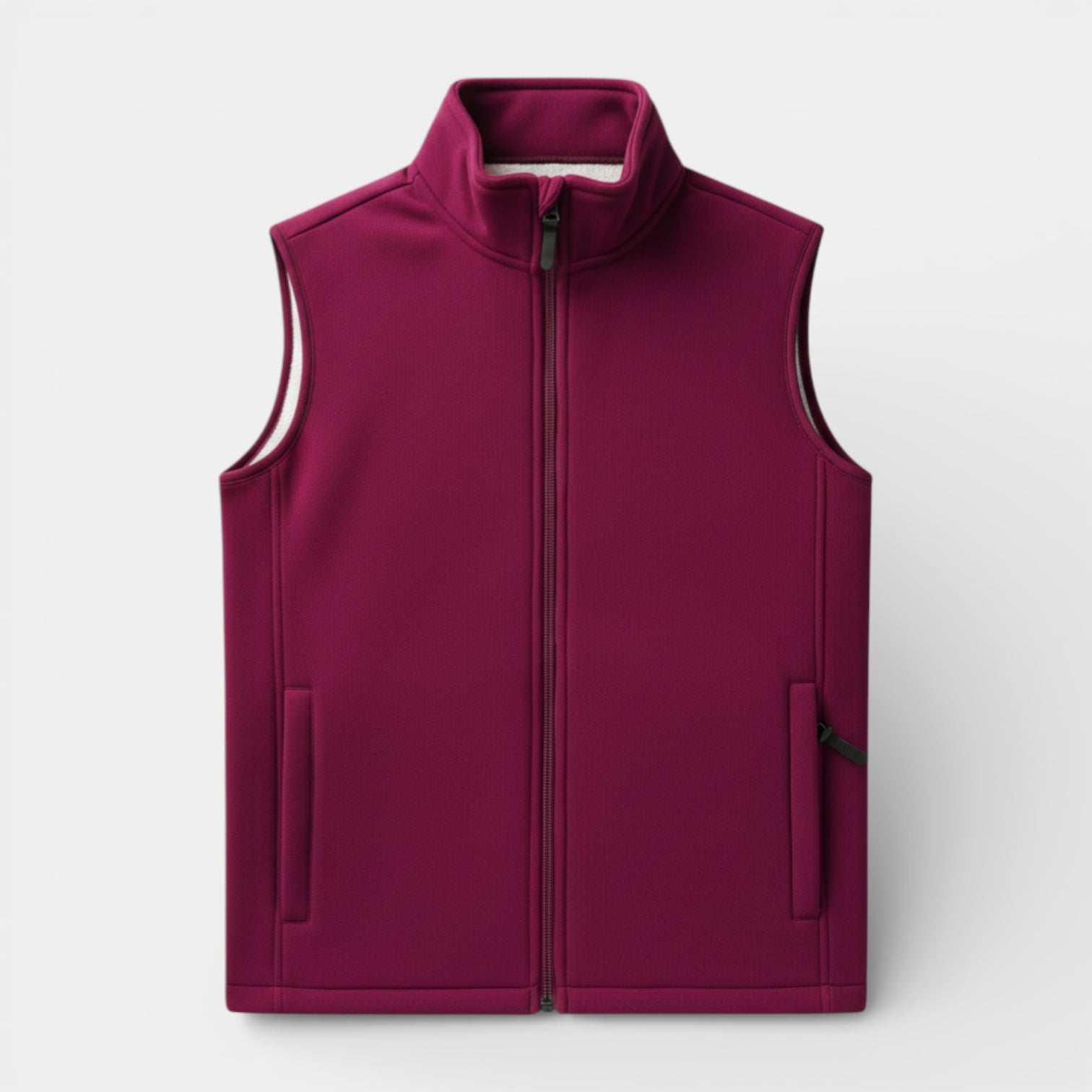 Zip-Up Stand Collar Textured Vest Regular Fit for Men