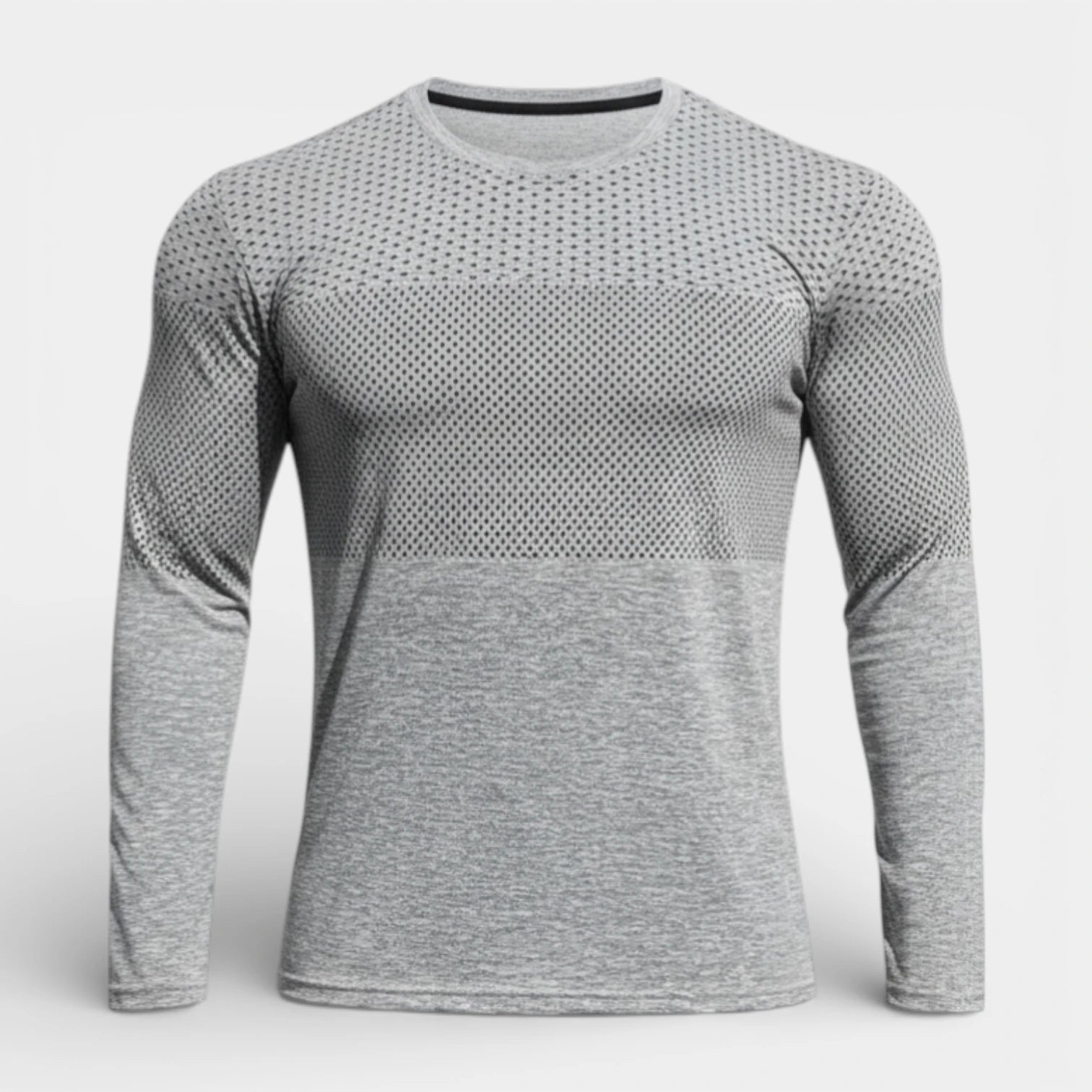 Textured Panel Crew Neck Shirt Regular Fit for Men