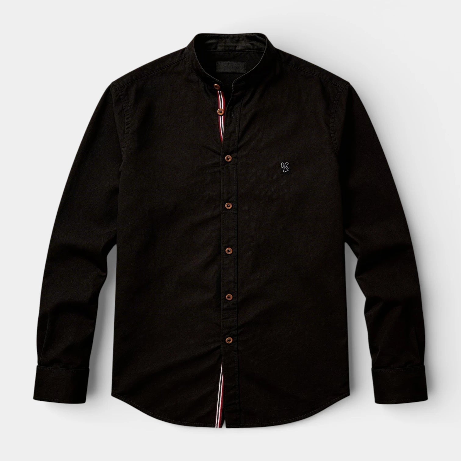 Stand Collar Button-Up Shirt Regular Fit for Men